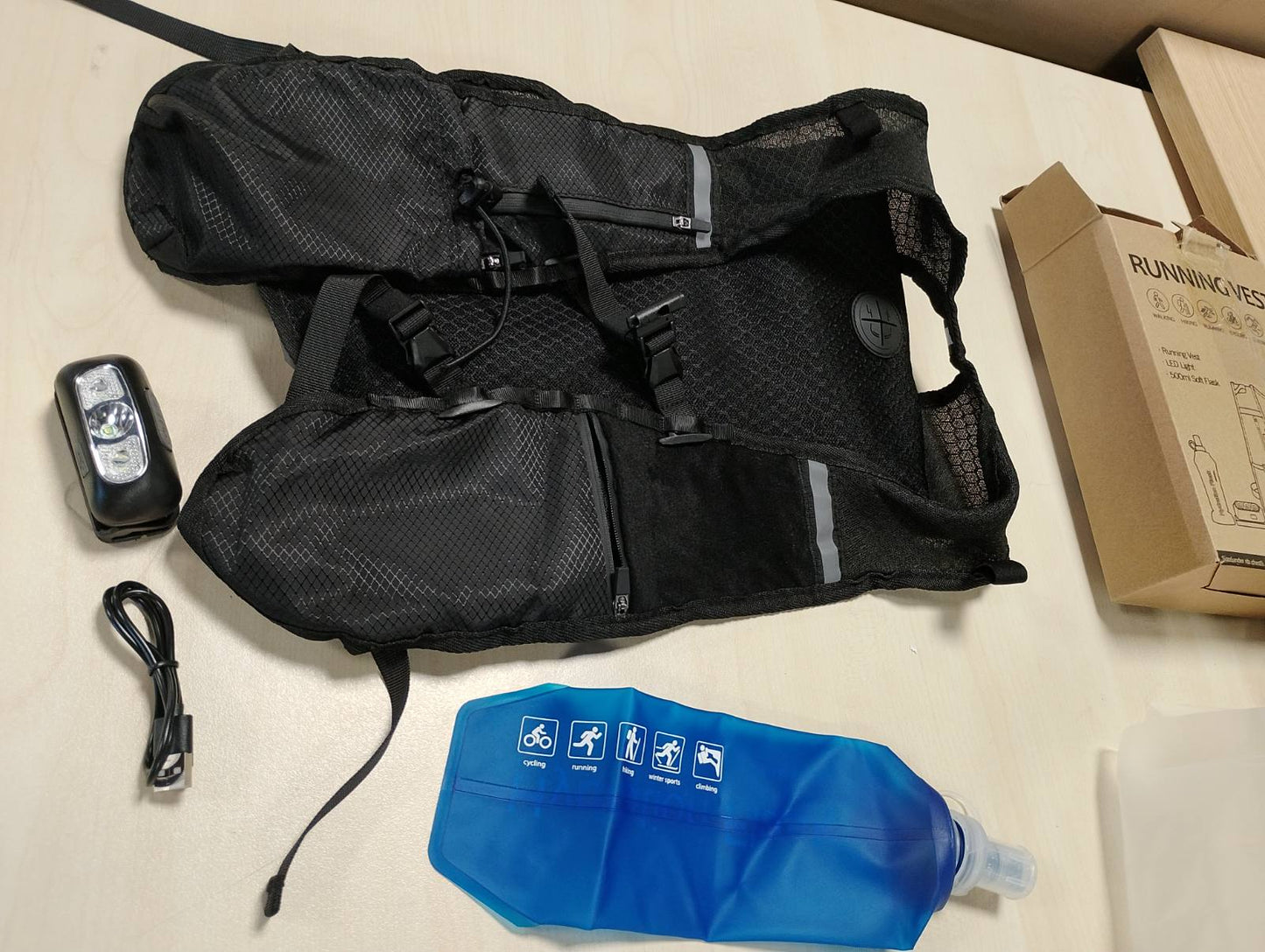 293323 - NEXTYU JELEK VRAPIMI PËR GRA DHE BURRA, JELEK HIDRATUES ME XHEP PËR SHISHE UJI 500ML DHE TELEFON, ÇANTË SHPINE HIDRATUESE E LEHTË DHE REFLEKTUESE