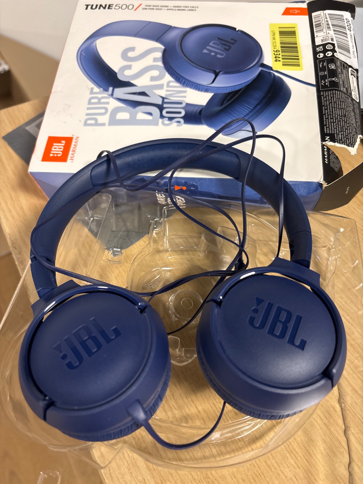 273488 - JBL Kufje me tela Tune500 On-Ear, ngjyrë blu, telekomandë me 1 buton, mikrofon të integruar, asistent zanor