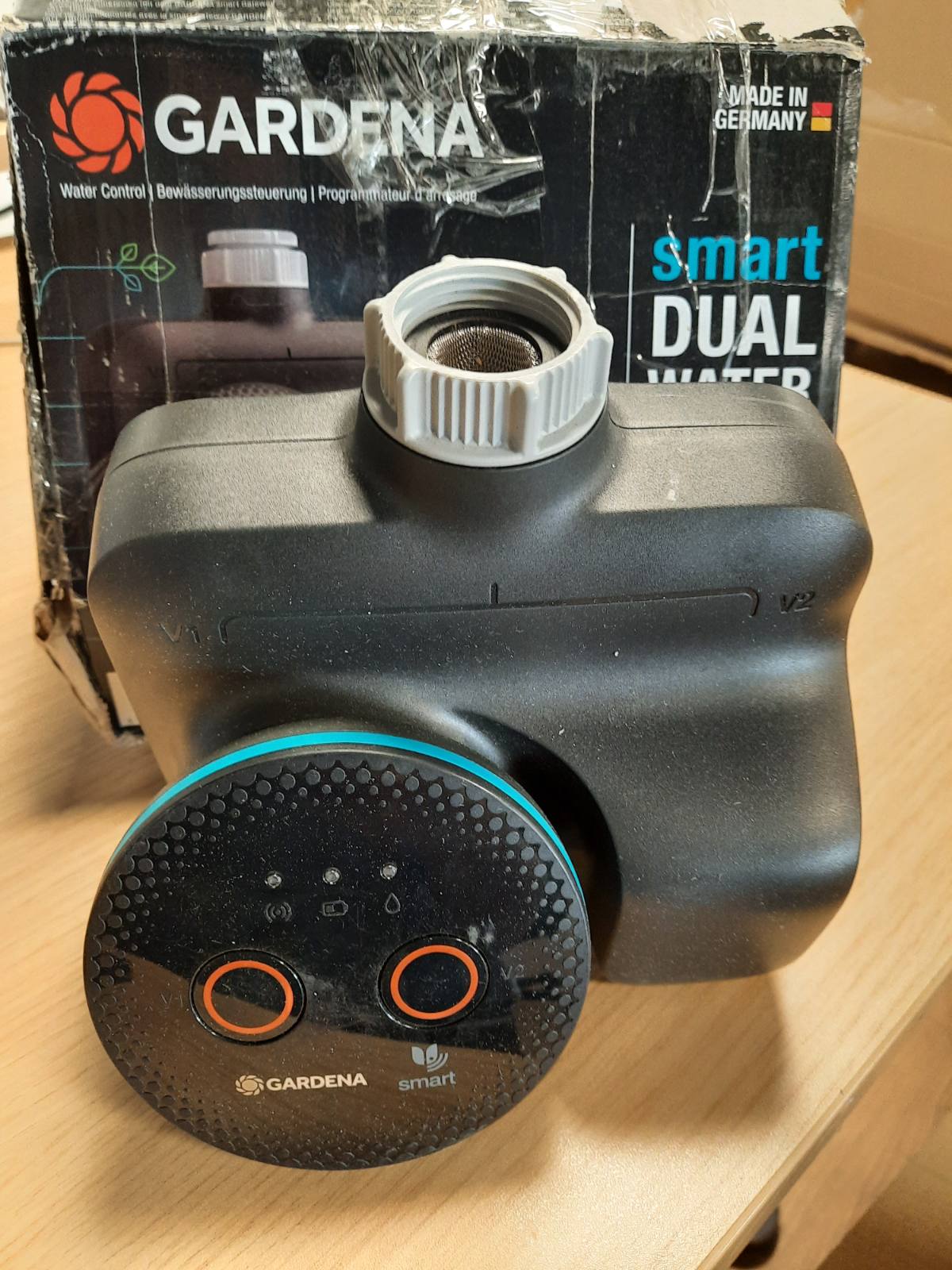 322204 - GARDENA Kontrollues ujitjeje me dy kontrolle uji, Ujitje e kontrolluar nga të dhënat, Integrim në shtëpi inteligjente, Për dy zona kopshti të pavarura, Teknologji valvulash me cilësi të lartë (19034-20)