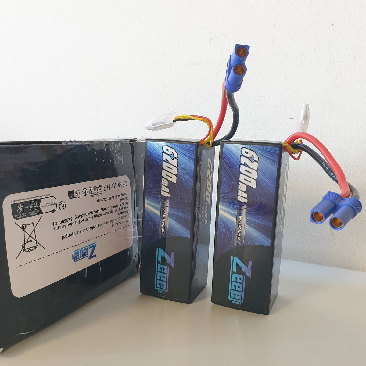 299095 - ZEEE Bateri 4S LiPo 14.8V 80C 6200mAh me lidhës EC5 për makina me telekomandë, aeroplanë, helikopterë (2 pako)