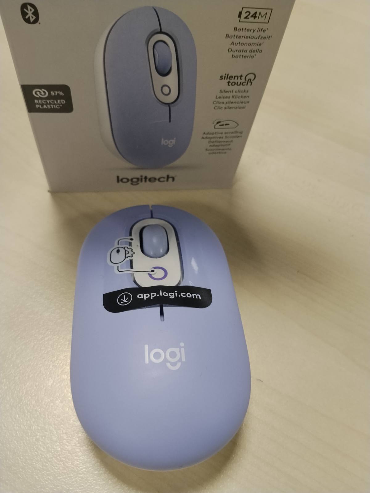 320057 - LOGITECH POP Maus Bluetooth pa Tel, Kompakt, Butona të Programueshëm, Easy-Switch për 3 Pajisje, Vjollcë