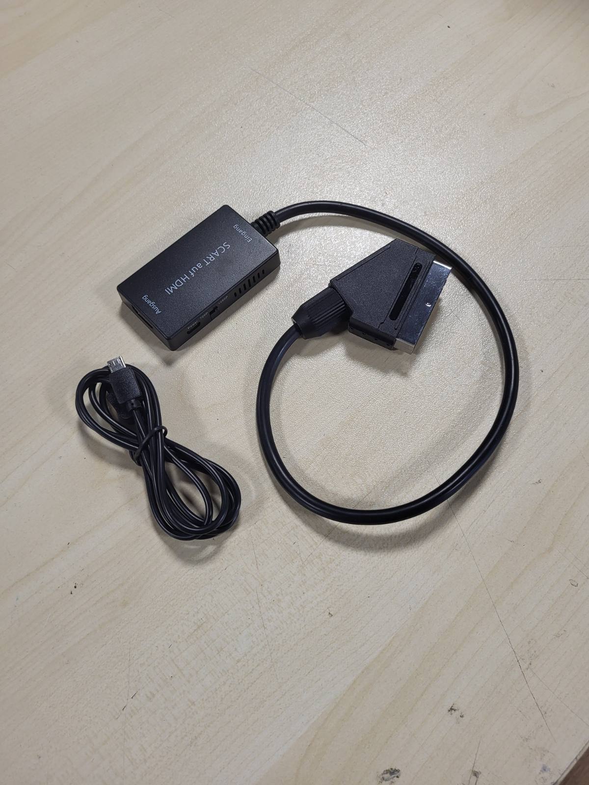 293789 - Konvertues Scart në HDMI, video audio HD 1080P, me kabllo HDMI, për HDTV, STB, VHS, Xbox, PS3, Sky, DVD, Blu-ray, i zi