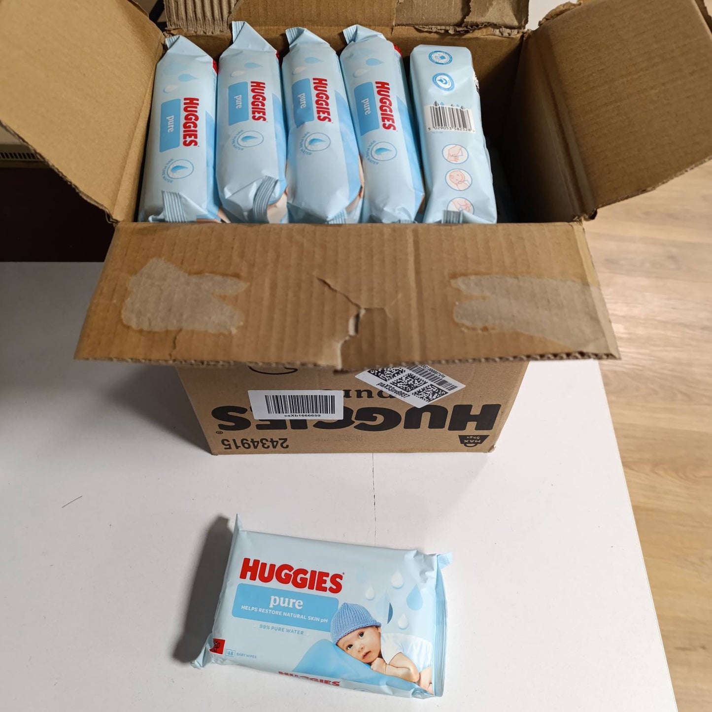316227 - HUGGIES Peceta higjienike për fëmijë Pure, 18 pako me nga 48 peceta