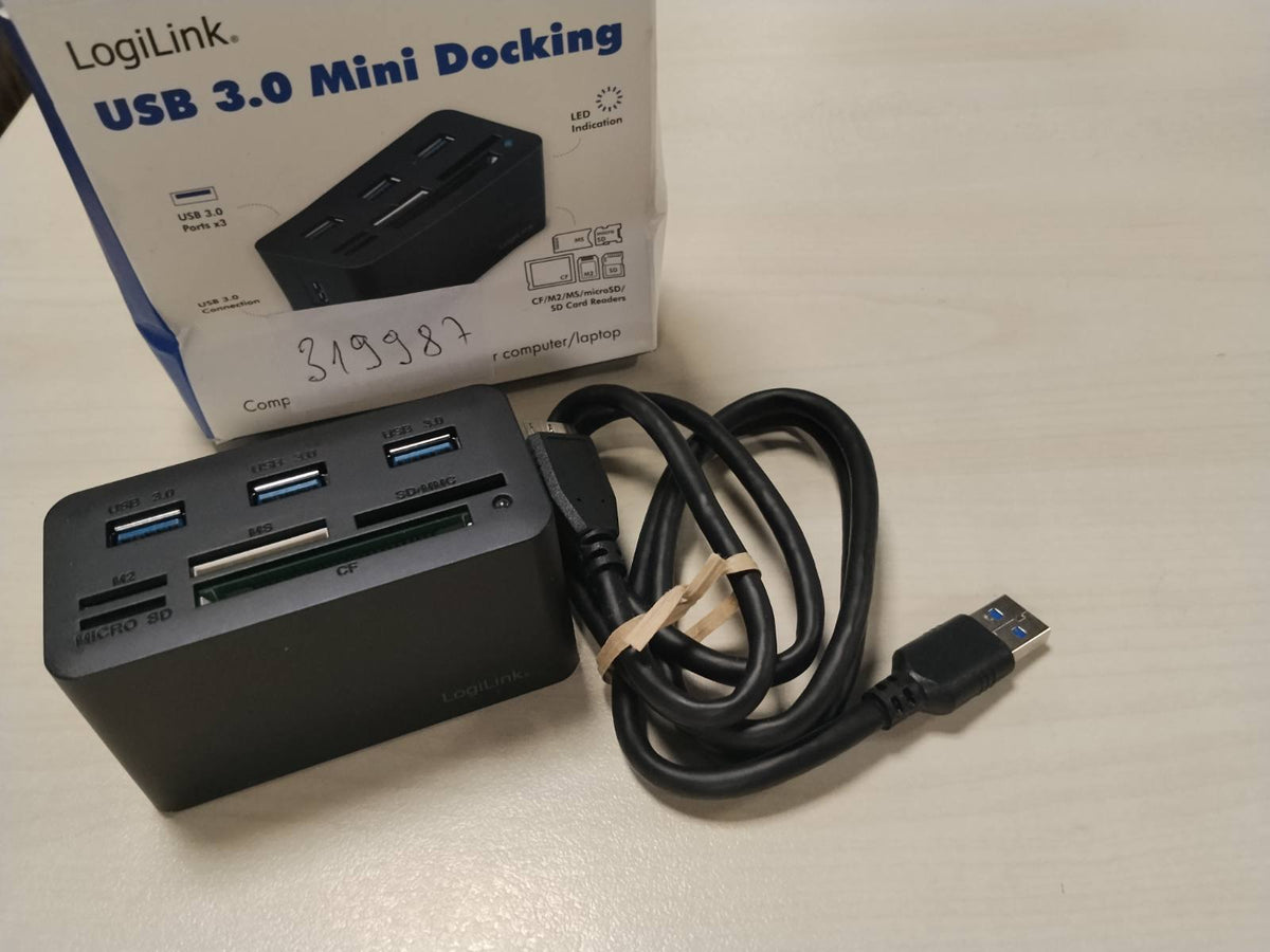 319987 - HUB LOGILINK CR0042 USB 3.0 me lexues kartash gjithçka-në-një (Micro SD / SD / MS / M2 / CF), i zi