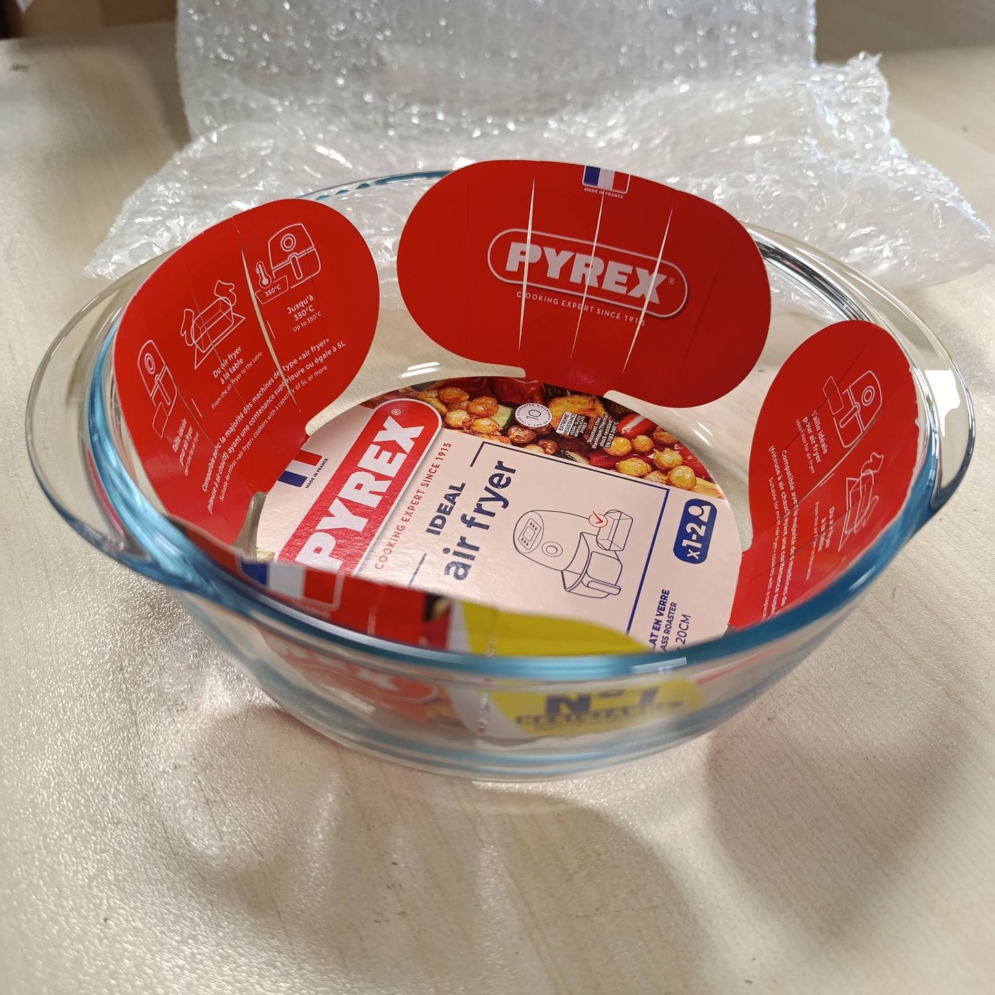 164654 - Pyrex Tavë e rrumbullakët prej qelqi për fritezë me ajër (Air Fryer), 26 cm.