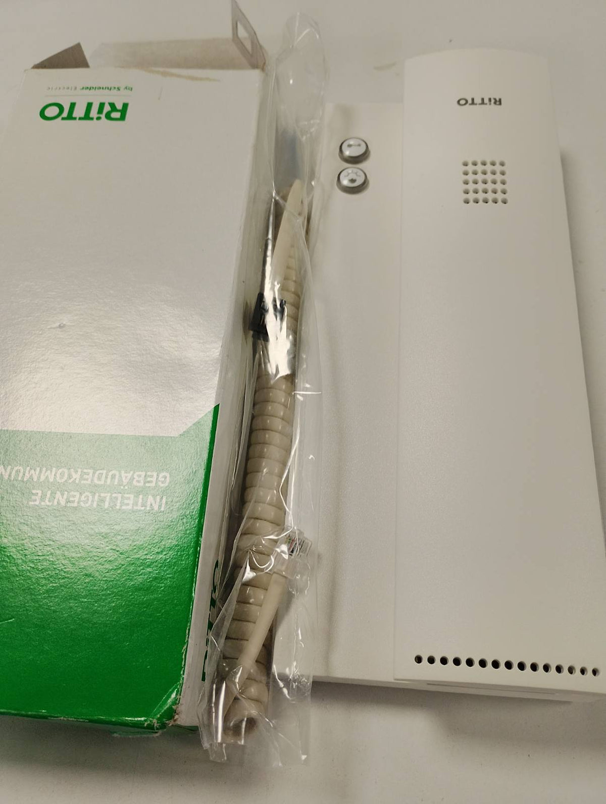 299355 - SCHNEIDER ELECTRIC Interfon Ritto, interfon dere, buton hapës dere, njësi e brendshme, e bardhë, numri i artikullit 1763070
