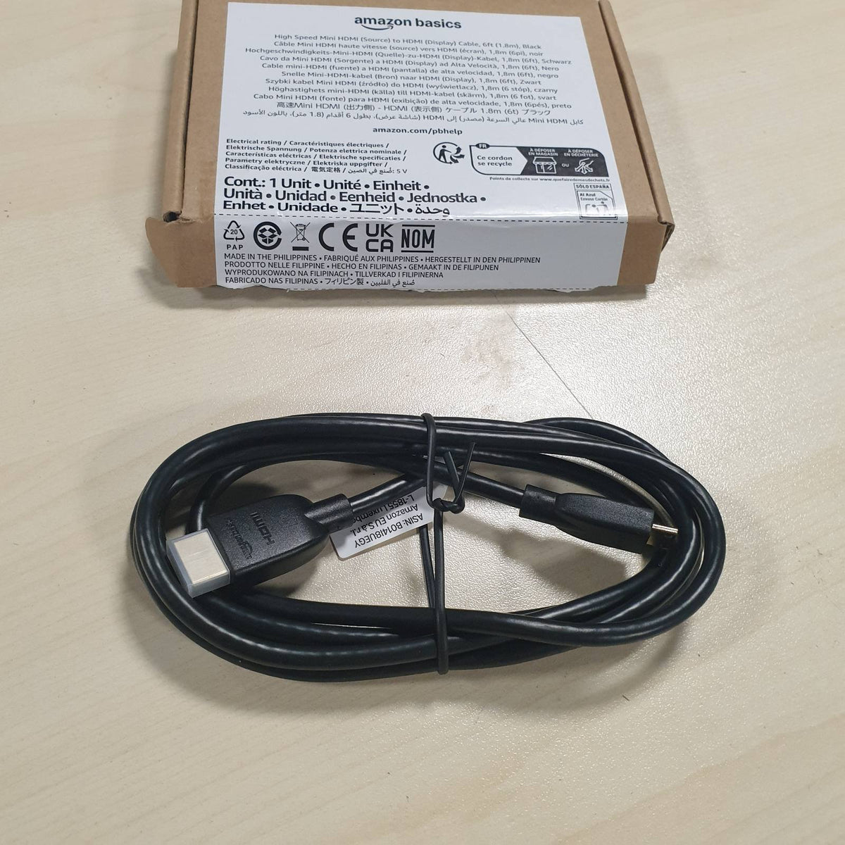 310609 - AMAZON BASICS KABLLO ME SHPEJTËSI TË LARTË MINI-HDMI (BURIM) NË HDMI, 1.8 M, E ZEZË