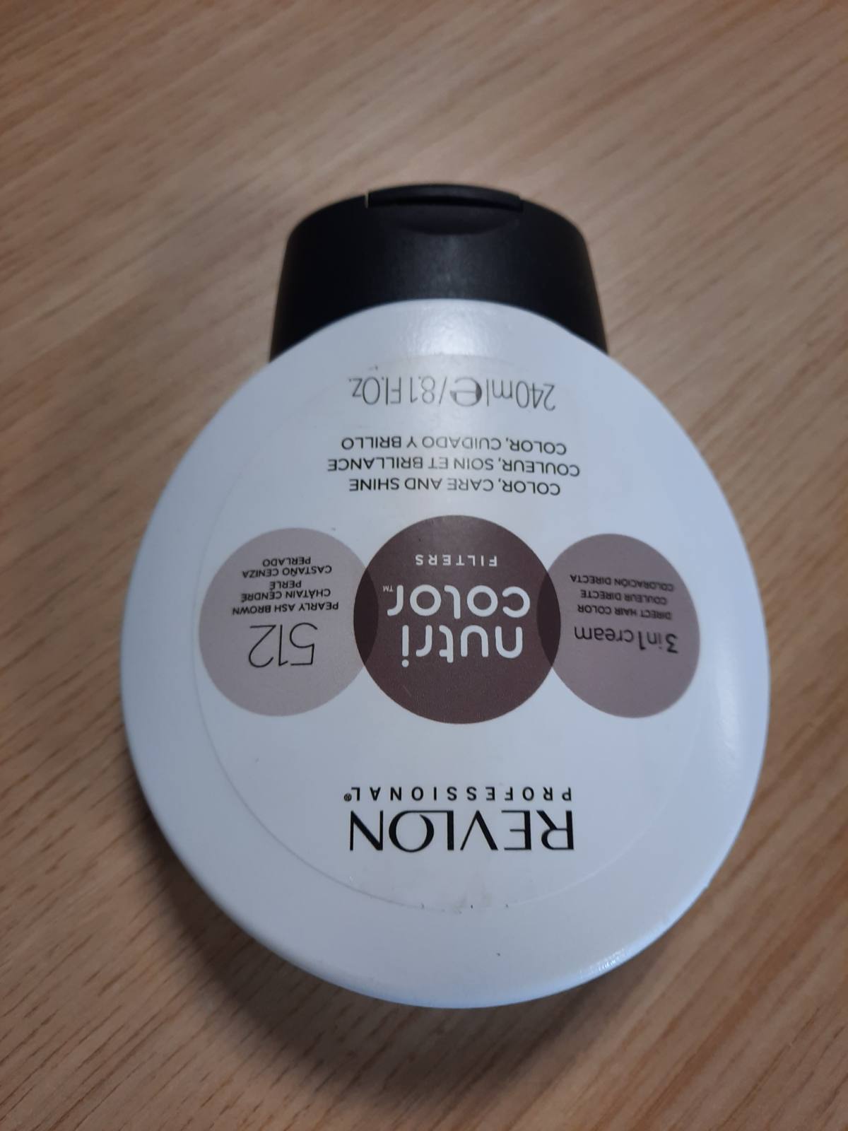 302168 - REVLON FILTRA PROFESIONALE Ngjyrë Nutri, FILTRA TONIKË 512 Ngjyrë kafe e çelët hiri Iridescent, 240 ml, Maskë ngjyrosëse me INSTA-PIC-TECHNOLOGY, vegane