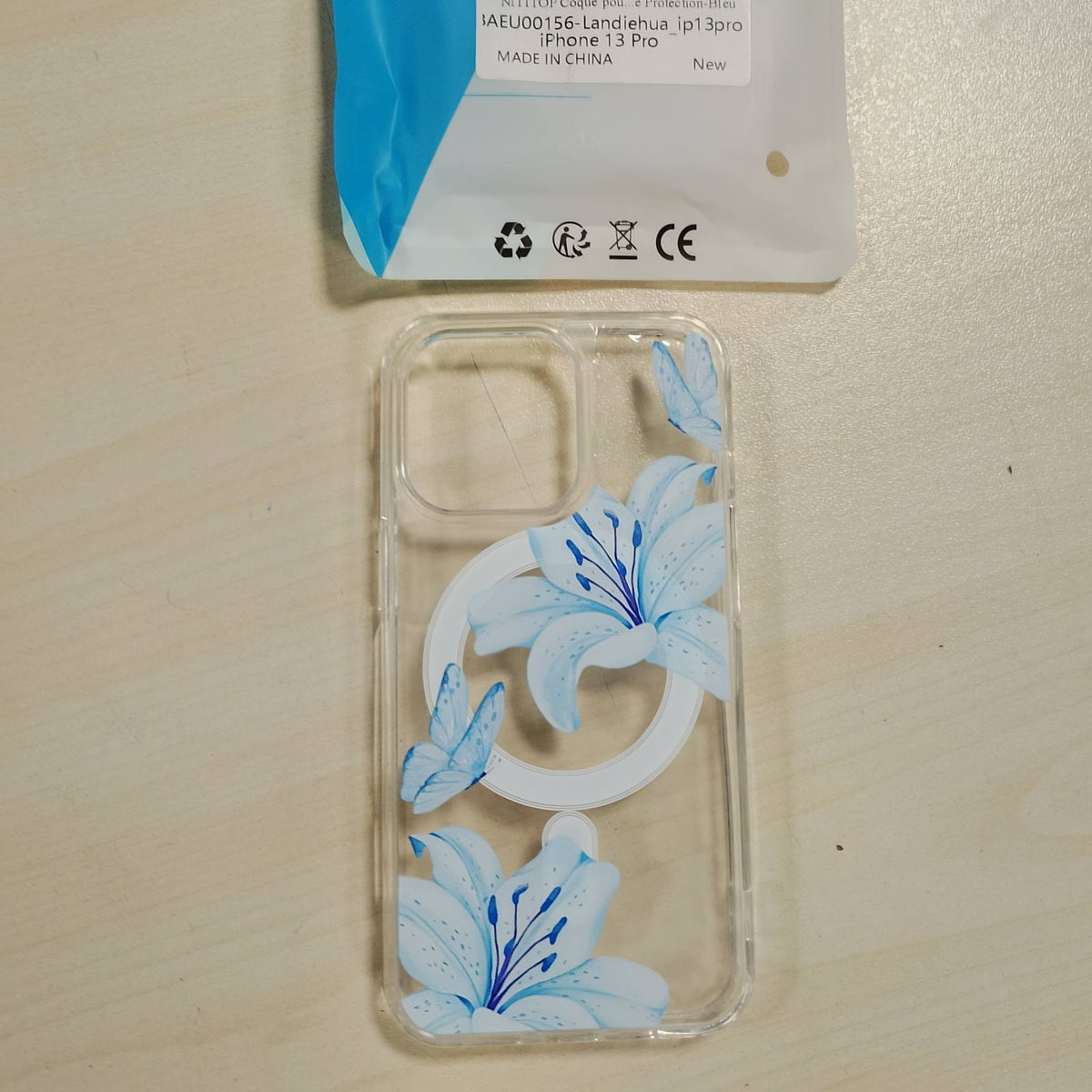 305438 - NITITOP Mbështjellëse magnetike për iPhone 13 Pro me ngjyrë zambaku, blu