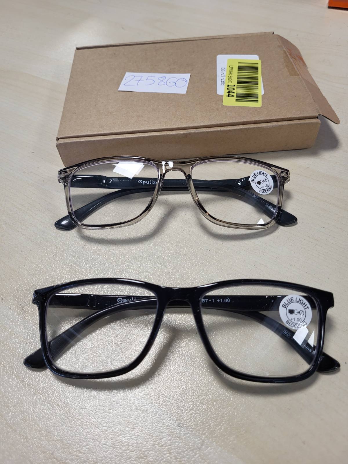 275860 - OPULIZE NYX Syze Leximi me Filtër Drite Blu, Menteshe me Sustë Pa Shkëlqim, Mbrojtëse UV400, Pako me 2, Kornizë Drejtkëndëshe, E Zezë/Gri, +1.00