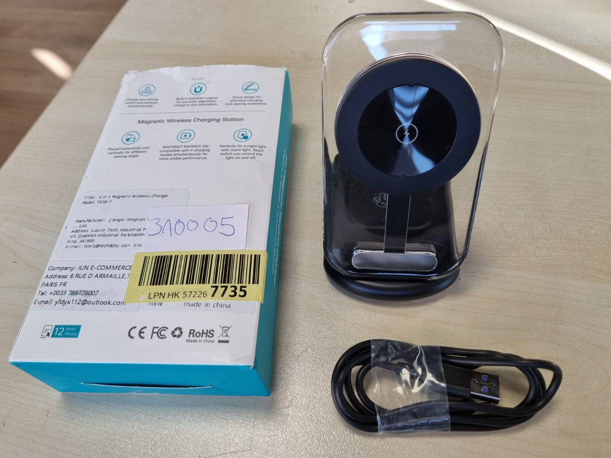 310005 - Stacion karikimi MagSafe, karikues pa tel, 3-në-1 i palosshëm për Apple Watch dhe iPhone 16, 15, 14, Stacion karikimi udhëtimi
