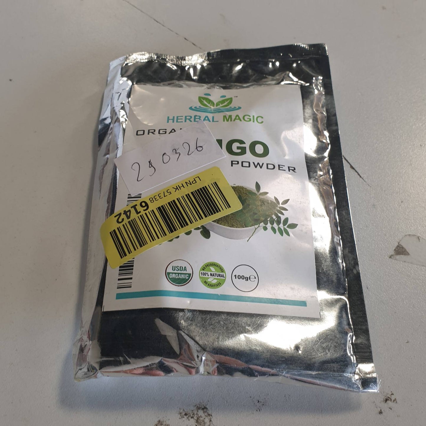 290326 - Kräutermagie - Ngjyrë flokësh me pudër/bimore Ecocert Indigo 'Black Henna' - Ngjyrë flokësh e zezë/kafe natyrale - Ecocert/GMP, Halal, e certifikuar ISO