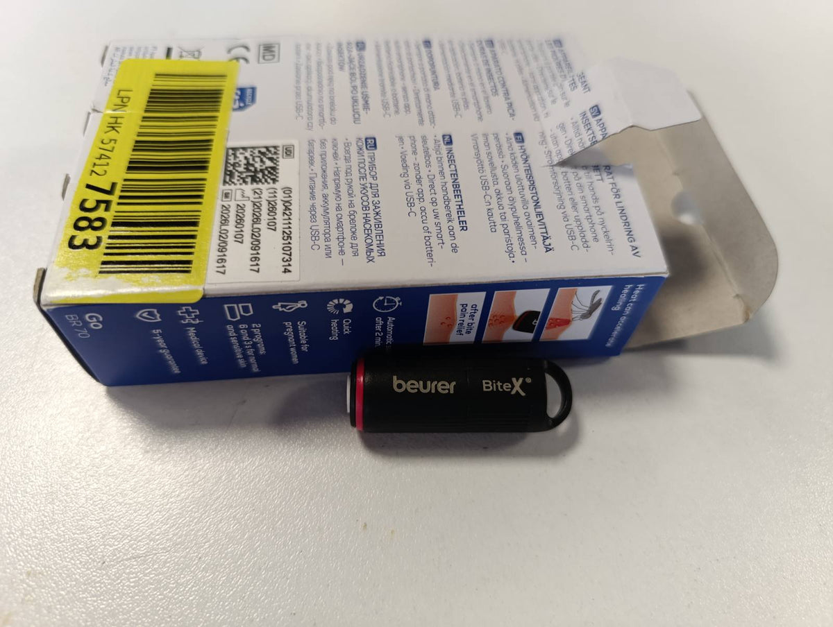 302089 - BEURER Shërues Elektrik i Pickimeve të Insekteve BiteX Go Deep - Ngrohës për Pickimet e Mushkonjave, USB-C, me Dritë