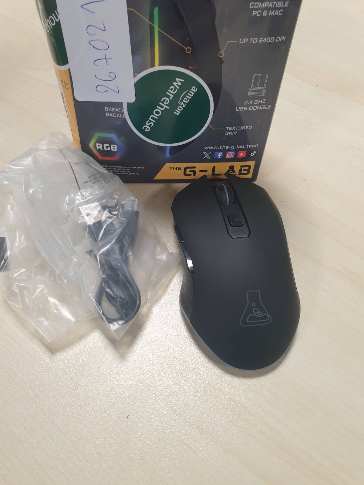 267021 - LABORATORI G Maus pa tel Kult Helium për PC, rikarikueshëm 6400 DPI, ndriçim RGB 7 ngjyrash për PC/PS5/Xbox