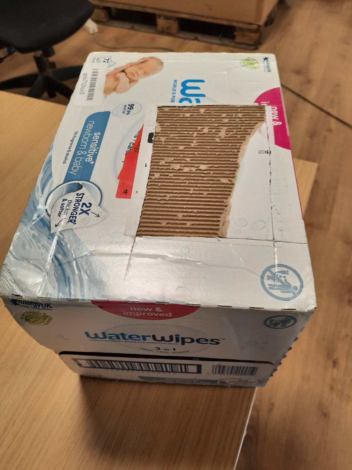 292957 - WATERWIPES: Peceta Sensitive+ për të porsalindur dhe bebe, 720 copë (12 pako), 99.9% ujë, pa aromë