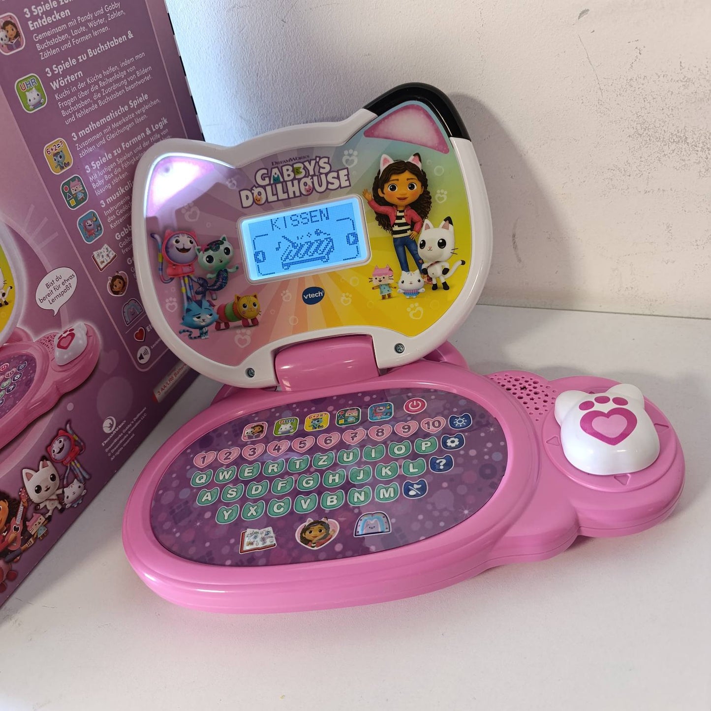 293093 - VTECH Shtëpia e Kukullave Gabby - Laptop Mësimi, Kompjuter mësimor me tastierë QWERTY, për fëmijë 3-6 vjeç