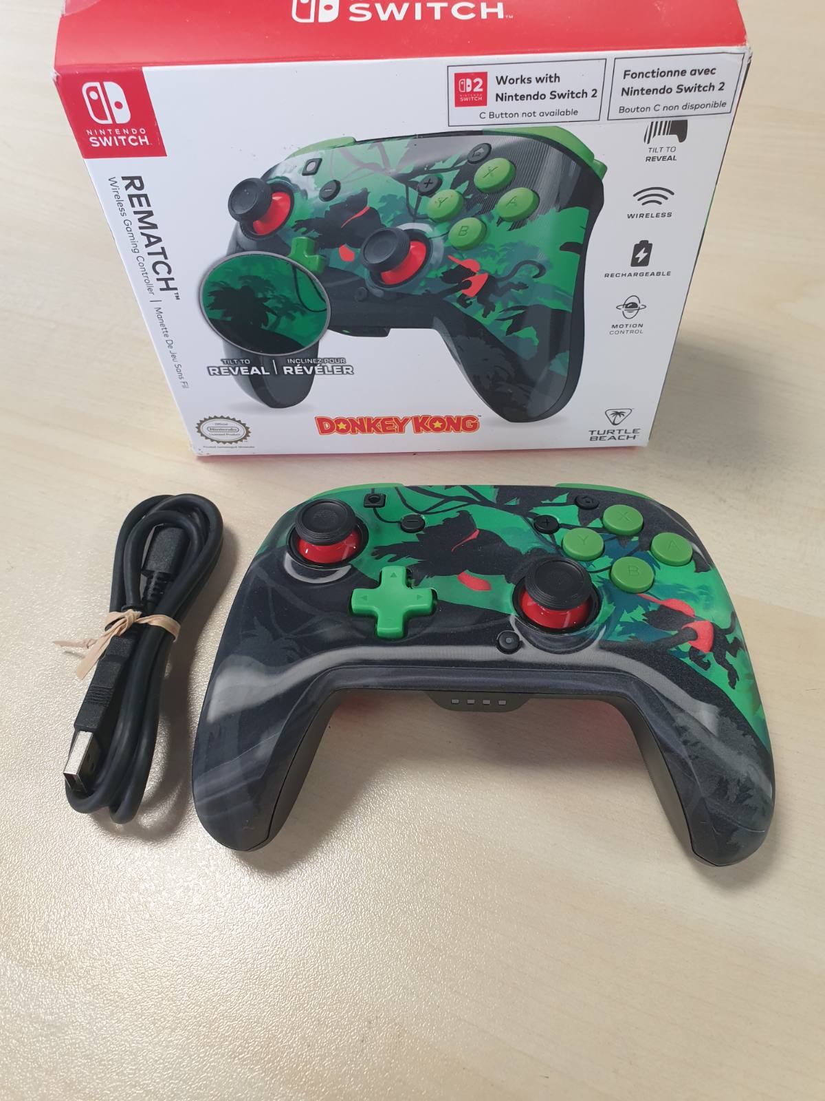 295671 - TURTLE BEACH REMATCH: Kontrolluesi pa tel Donkey Kong - Zyrtarisht i licencuar nga Nintendo për Nintendo Switch 2 dhe 1 - Butoni C nuk përfshihet