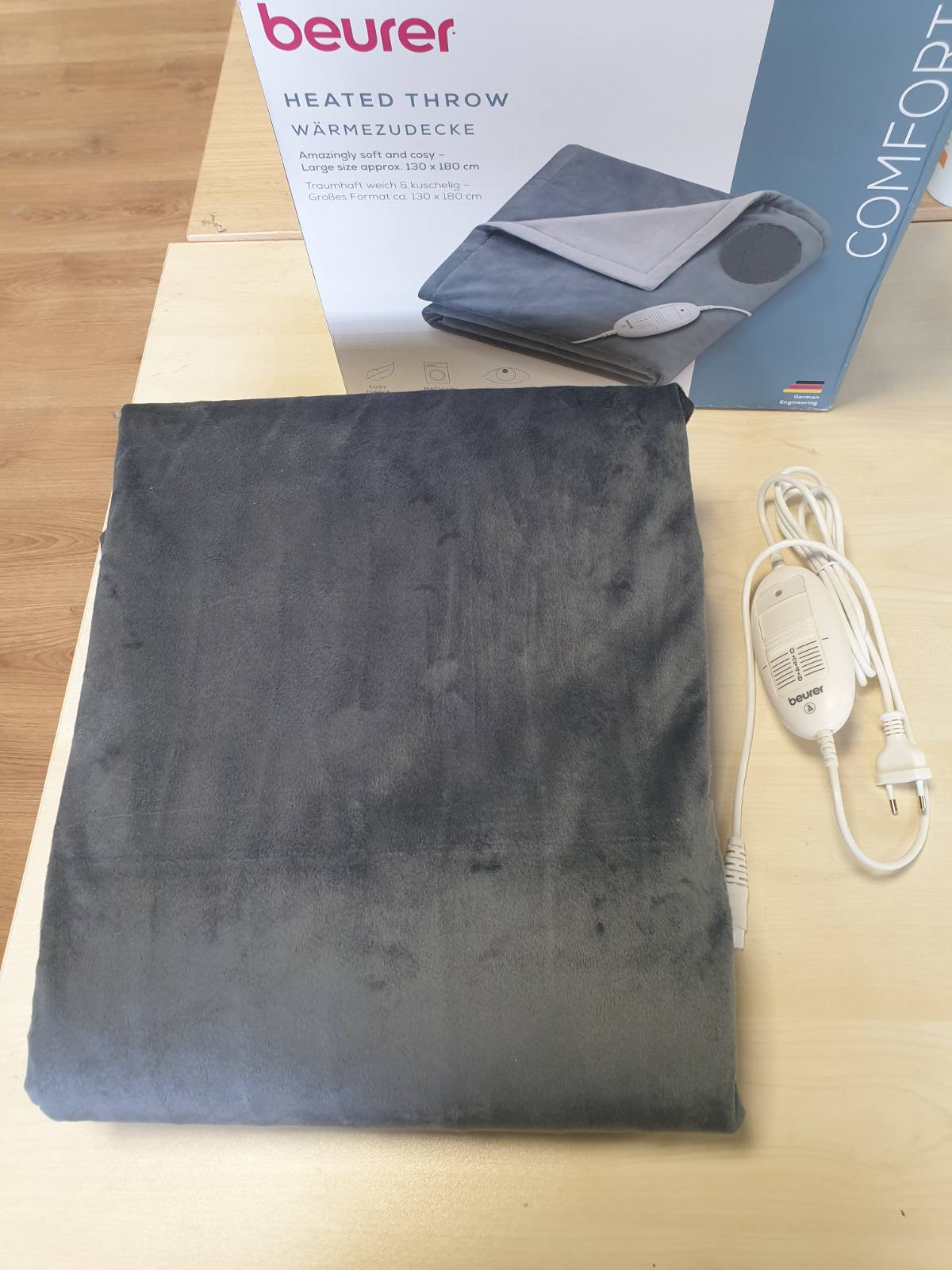 297998 - BEURER Batanije me ngrohje HD 75, 180 x 130 cm, 6 cilësime temperature, lahet në lavatriçe, gri e errët