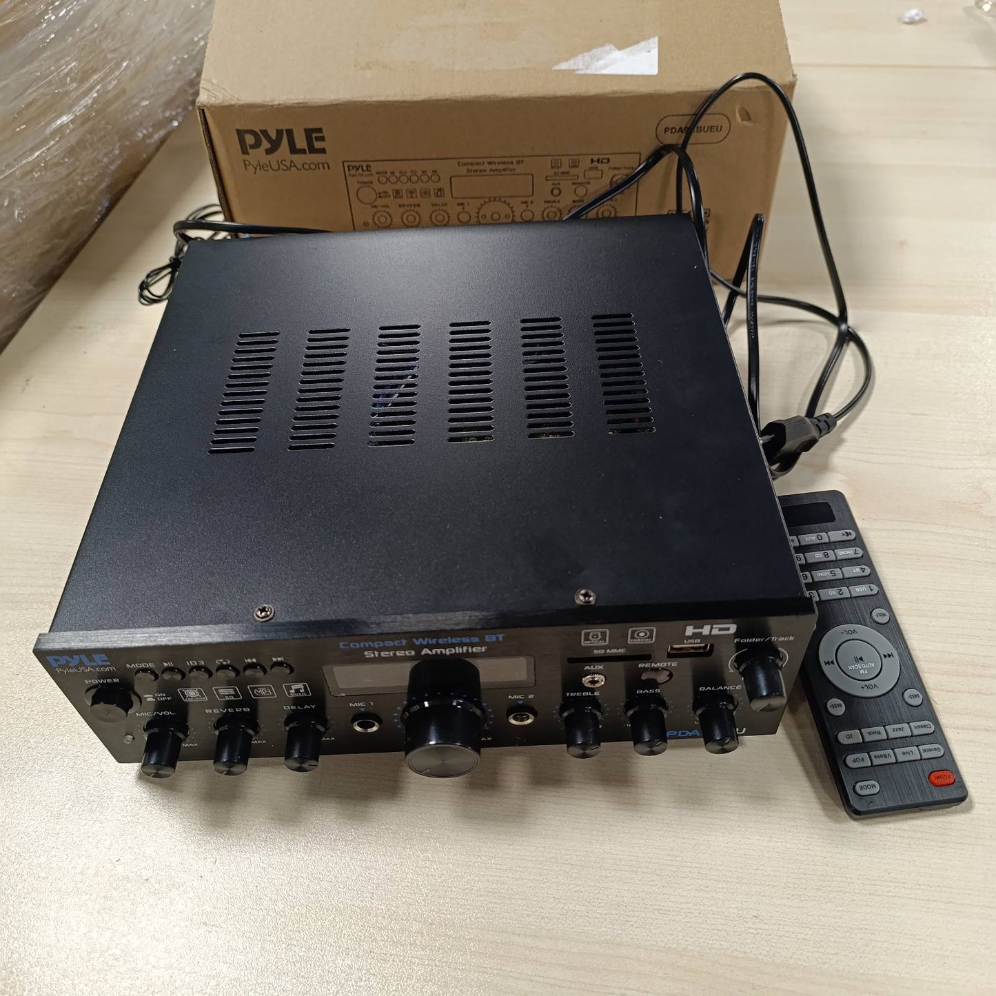 267681 - PYLES Amplifikator Bluetooth Stereo Pa Tel, 200W, Marrës Audio, HDMI, Optik/Fono/Koaksial, Radio FM, USB/SD, AUX, RCA, Hyrje Mikrofoni, Telekomandë