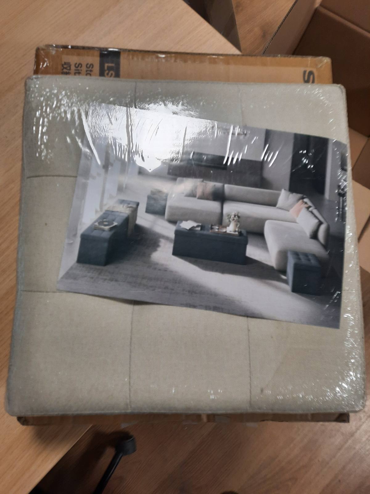 322455 - SONGMICS Koleksioni Mazie - Karrige me Depozitim, Mbështetëse Këmbësh e Palosshme 38 cm, E Bardhë Krem LSF027W01