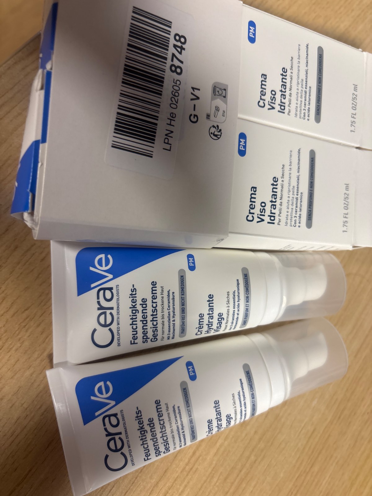 316321 - CERAVE Krem hidratues për fytyrën, 2 x 52 ml, për lëkurë normale deri të thatë, me acid hialuronik, niacinamidë dhe 3 ceramide esenciale
