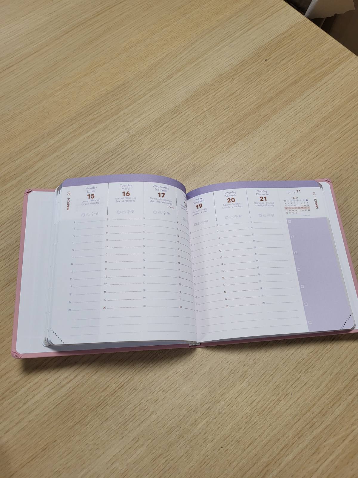 276750 - Quo Vadis Planifikues Viti Akademik 2026-2027, Ngjyra Ekzekutive e Shtatorit, Planifikues Javor, Shumëgjuhësh, Pastel, Rozë e Çelët, 13 muaj nga Gushti në Gusht, 16x16 cm