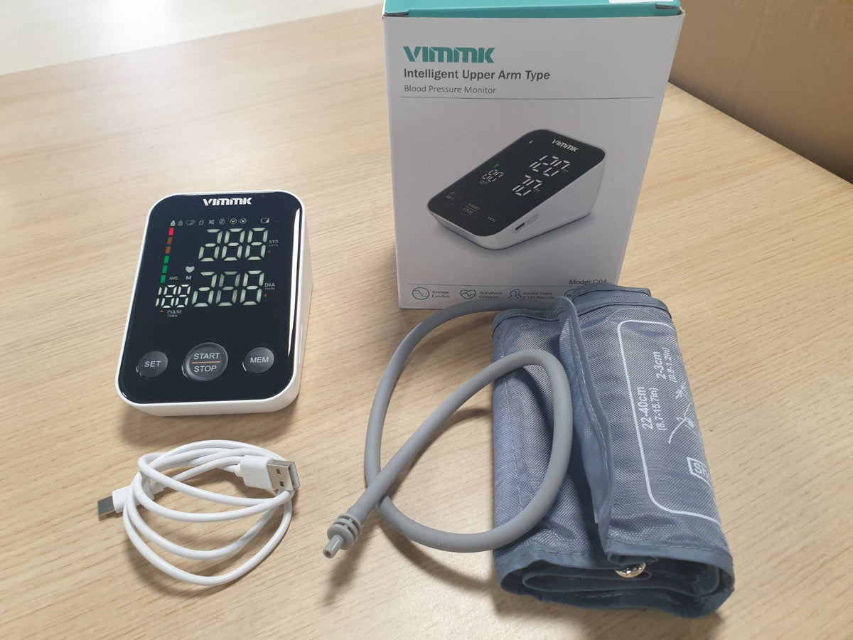 316992 - VIMMK Monitor dixhital i presionit të gjakut për krahun e sipërm, ekran LED, zbulim të aritmisë, matje puls, 2 x 120 cilësime memorie, madhësia e manshetës 22-40 cm