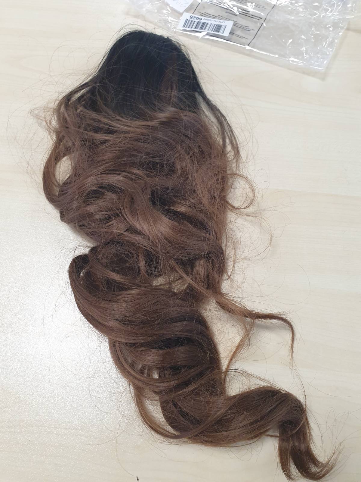 290052 - FLUFYMOOC Paruke PonyTail 50 cm me kordon për femra, Paruke sintetike e zezë-kafe