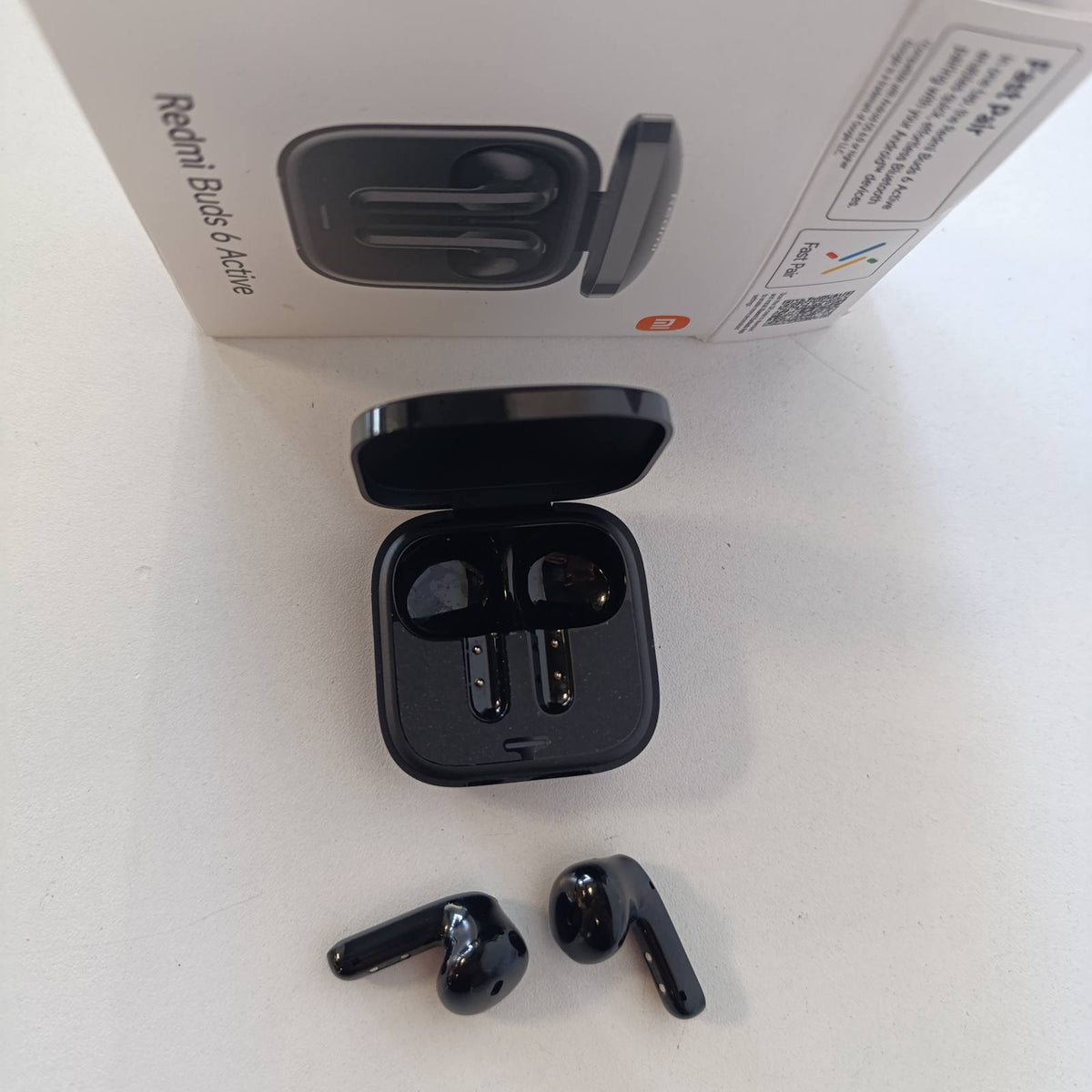 299830 - XIAOMI REDMI Buds 6 Active, kufje pa tel Bluetooth gjysmë-në-vesh, ulje e zhurmës me mikrofon të dyfishtë, jetëgjatësi baterie deri në 6 orë + 30 orë, Bluetooth 5.4, e zezë