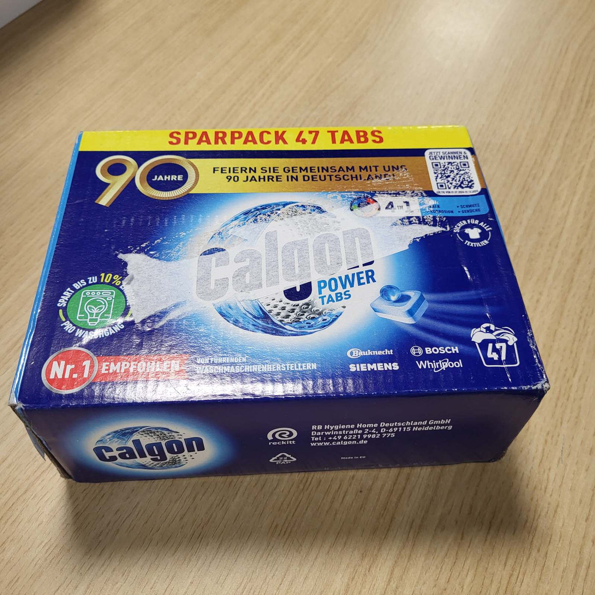 297570 - Calgon Power Tabs 4-në-1, Zbutës gëlqereje për lavatriçe, 47 tableta