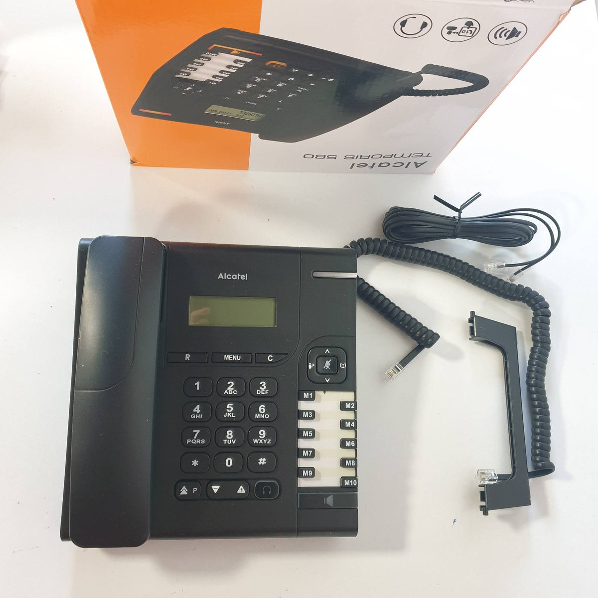 299493 - ALCATEL Temporis 580 PRO - Telefon fiks profesional - Ekran alfanumerik - Buton heshtjeje - Tregues vizual i thirrjes - Volum i rregullueshëm - Buton rithirrjeje - 10 butona thirrjeje të shpejtë - I zi