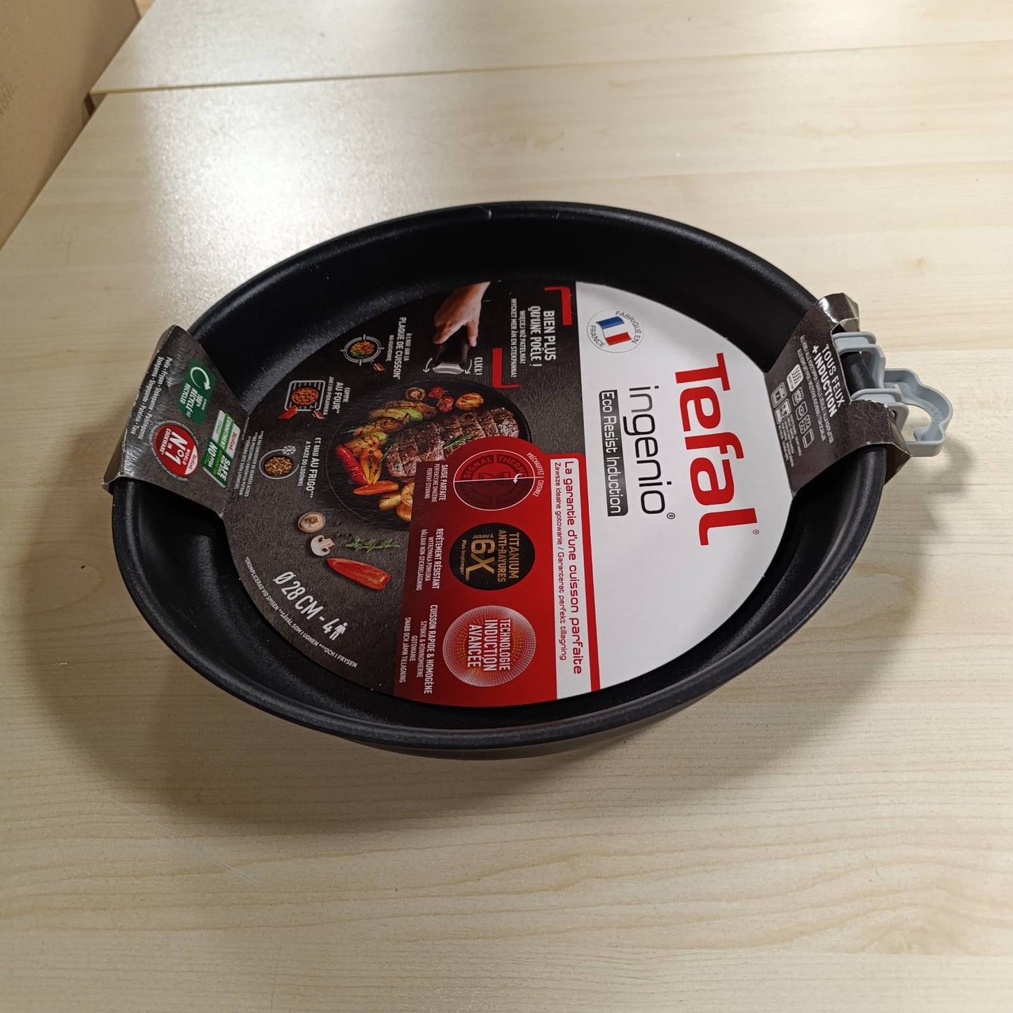 183523 - TIGAN TEFAL Ingenio, 28 cm, Materiali Jo Ngjitës, i Pajtueshëm me Induksion, Rezistent ndaj Lavastoviljes, Prodhim i Francës, i Stivueshëm, me Tregues Fillimi Gatimi L3970603