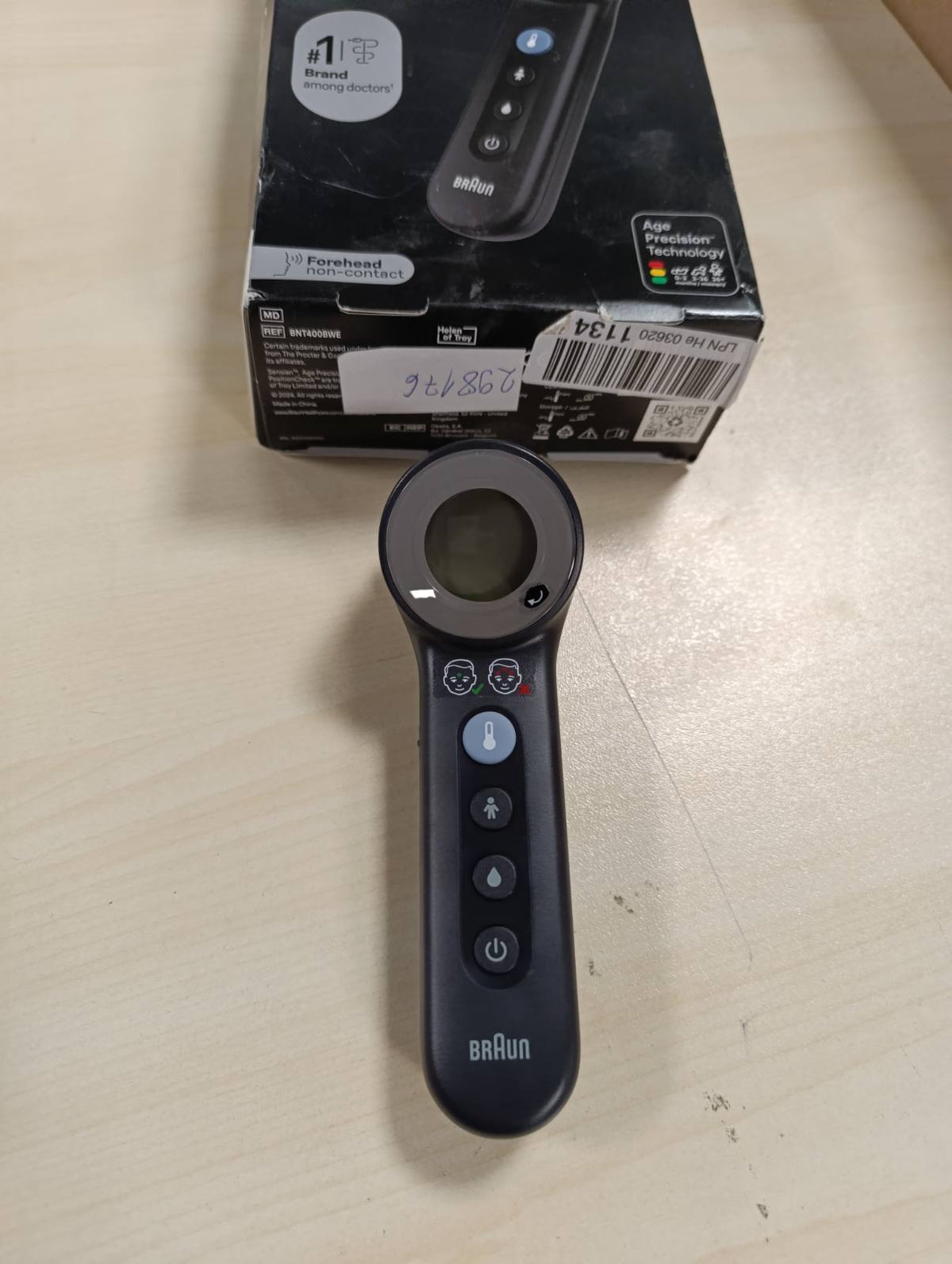 298176 - BRAUN Termometër ballit pa kontakt Sensian 7 BNT400, Teknologjia Age Precision, 3-në-1, Ekran dixhital me kod ngjyrash, I përshtatshëm për foshnje dhe fëmijë