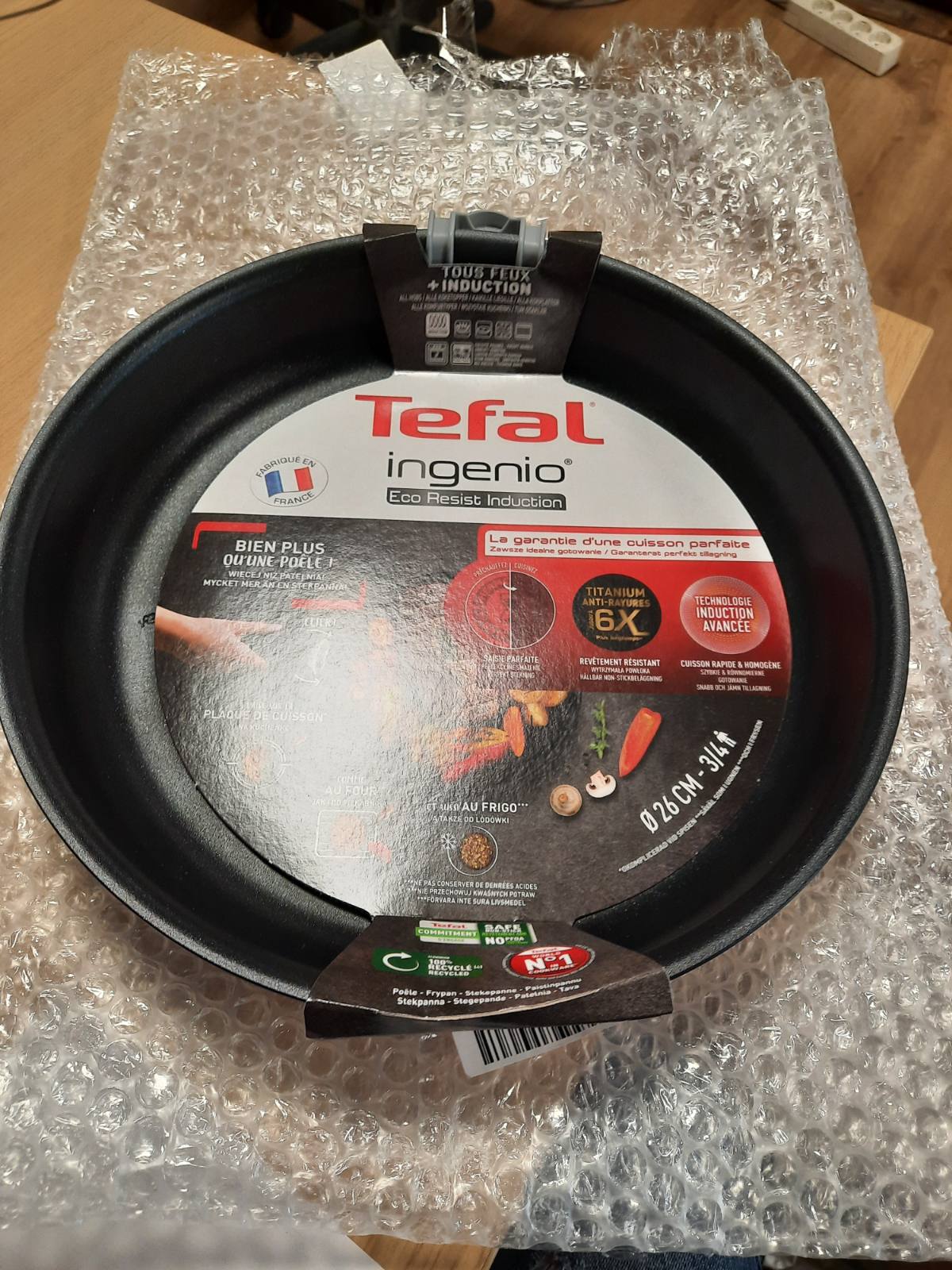 195636 - TIGAN TEFAL Ingenio, 26cm, me Shtresë Jo-Ngjitëse, i Pajtueshëm me Induksion, Tregues Fillimi Gatimi, i Stivueshëm, i Sigurt për Lavastovilje, Prodhuar në Francë, Rezistent Ndaj Mjedisit, Modeli L3970503