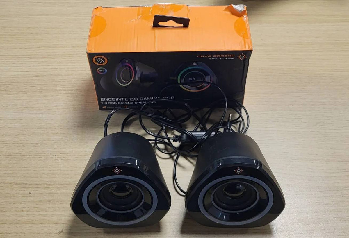 298213 - NOVA GAMING – Altoparlantë lojërash RGB 2.0 – Tingull i pastër dhe i balancuar, dizajn kompakt, telekomandë e integruar, ndriçim RGB LED, kabllo rezistente 1,5 m
