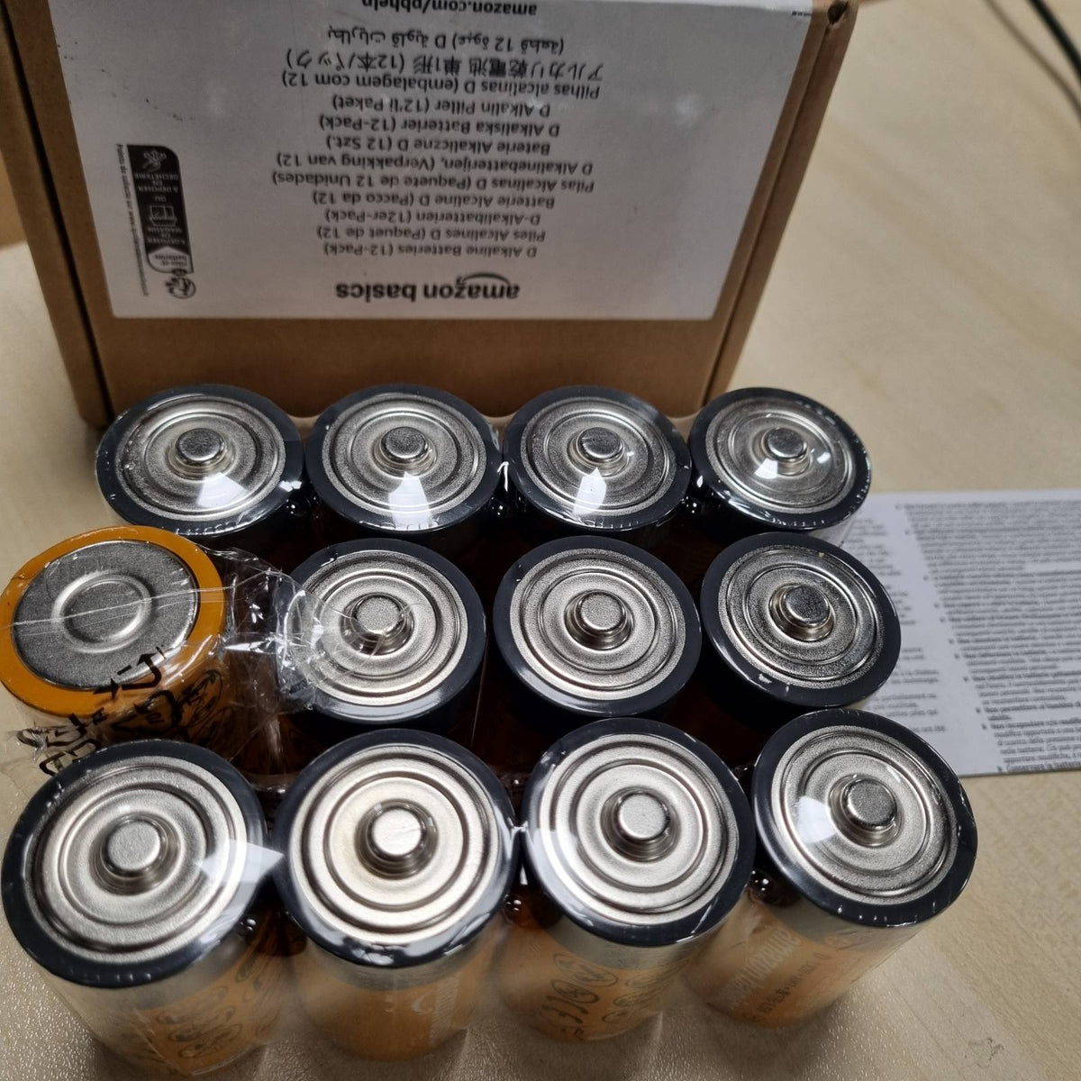 295336 - AMAZON BASICS Bateri alkaline D, 12 copë, 1.5V, afat ruajtjeje 5-vjeçar