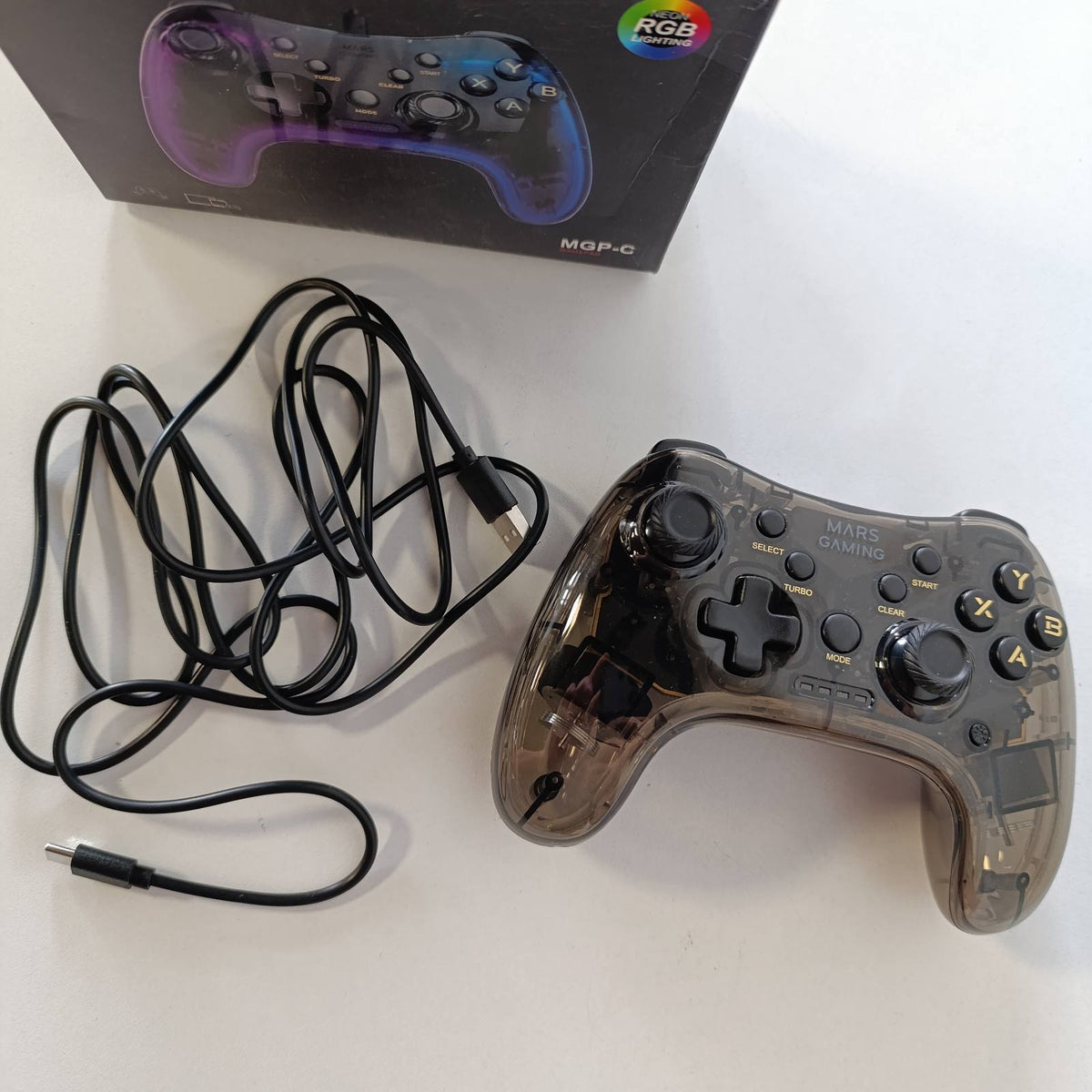 295289 - MARS GAMING Gamepad Profesional MGP-C, Neon RGB, Dridhje Haptike, Kontrollues për PC, PS3, Mac, Switch