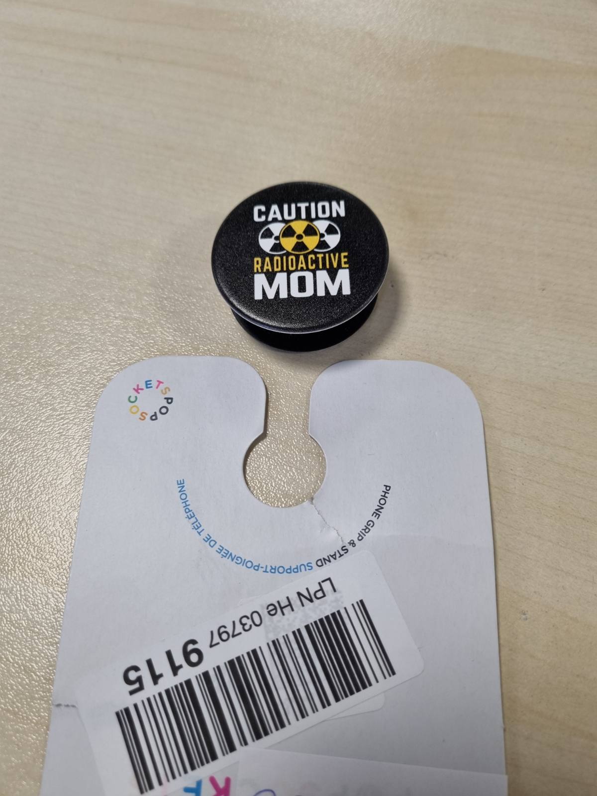 295325 - POP SOCKETS Kujdes Radioaktive Mom, PopGrip i këmbyeshëm