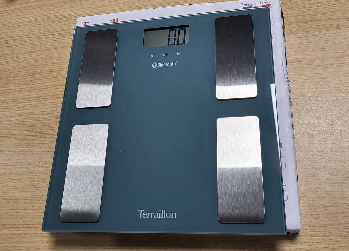 301997 - TERRAILLON SMART CONNECT, Peshore e Lidhur për Banjo, Kapacitet 160 kg, Bluetooth, Blu Benzine