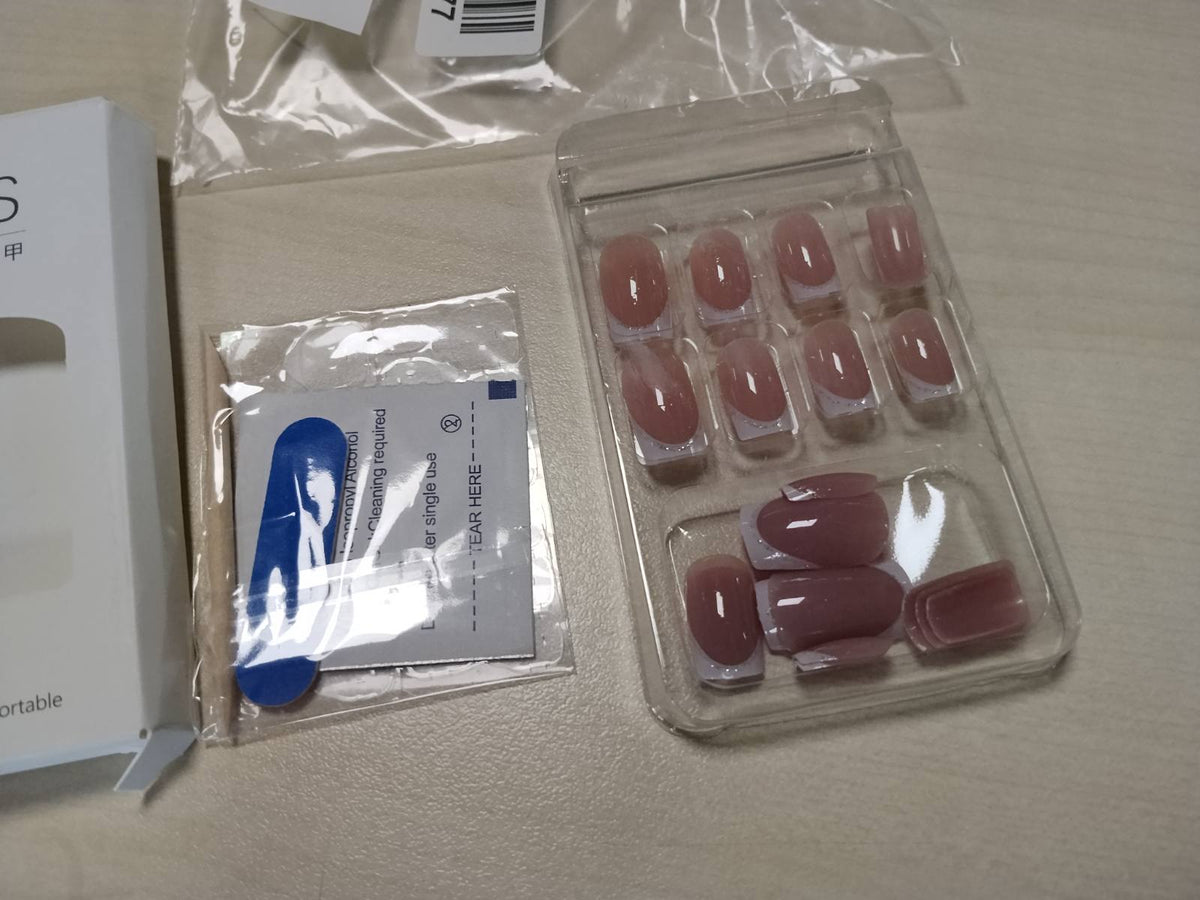 304009 - VIRELLAY 24 copë thonj artificialë të gjatë, stil francez, shkëlqim argjendi, katrorë