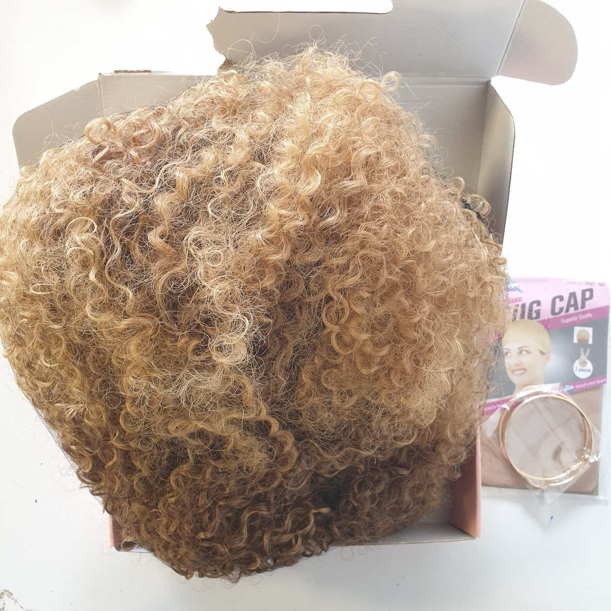 306083 - CROWNS Paruke Kaçurrele Afro Kinky Curly 16 inç me Balluke, Paruke të Gjata Kaçurrele për Gra me Ngjyrë të Zezë (Bjonde Ombre)
