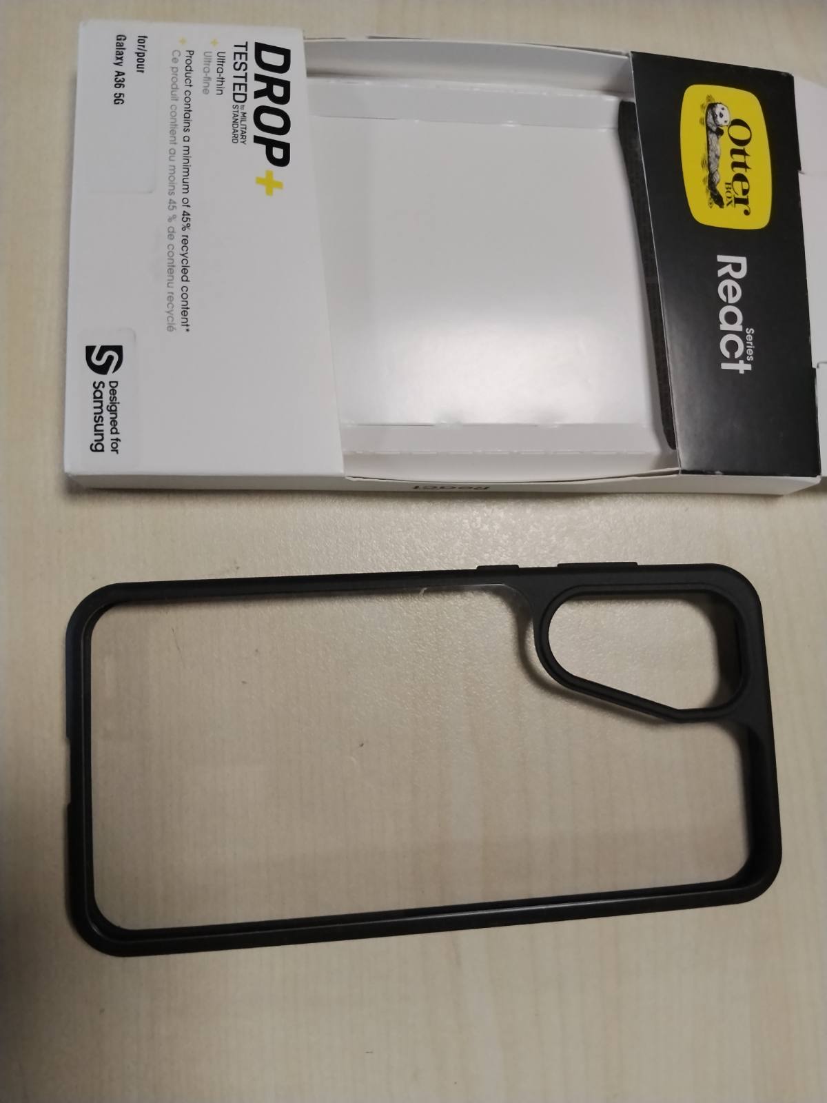 299607 - MBËSHTJELLËSE OtterBox React Series për Samsung Galaxy A36 5G, rezistente ndaj goditjeve, ultra e hollë, mbrojtëse, e testuar në gradë ushtarake, transparente/e zezë