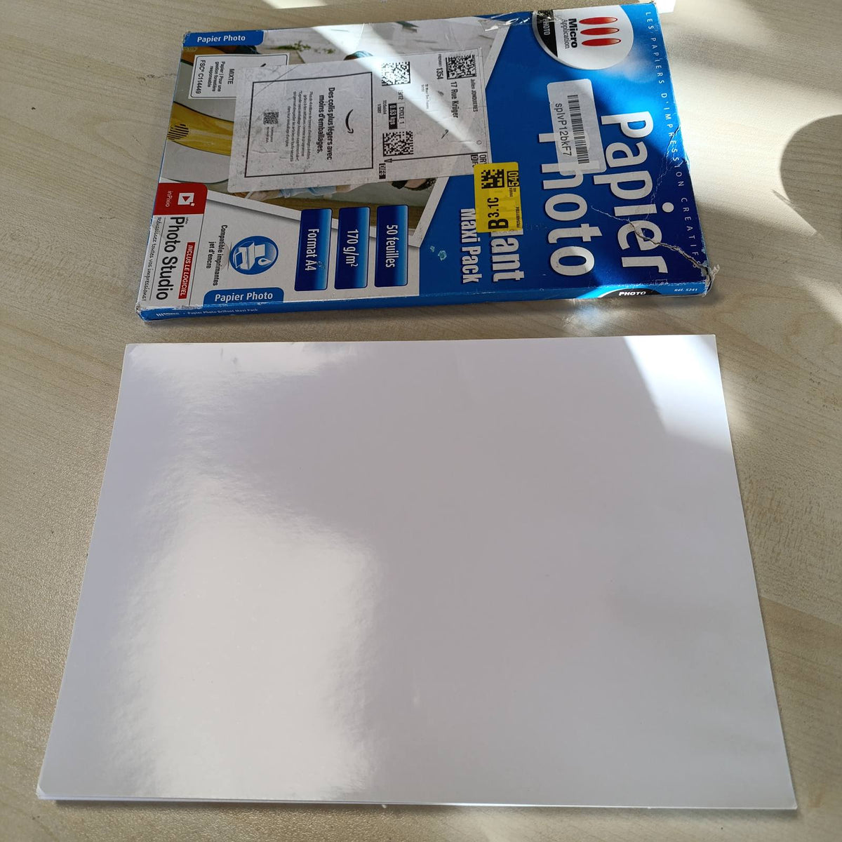310383 - Mikro Aplikim - Letër Fotografike me Shkëlqim, Pako Maxi 50 Fletë A4, 170 g/m², Tharje e Shpejtë, Printime 9600 dpi