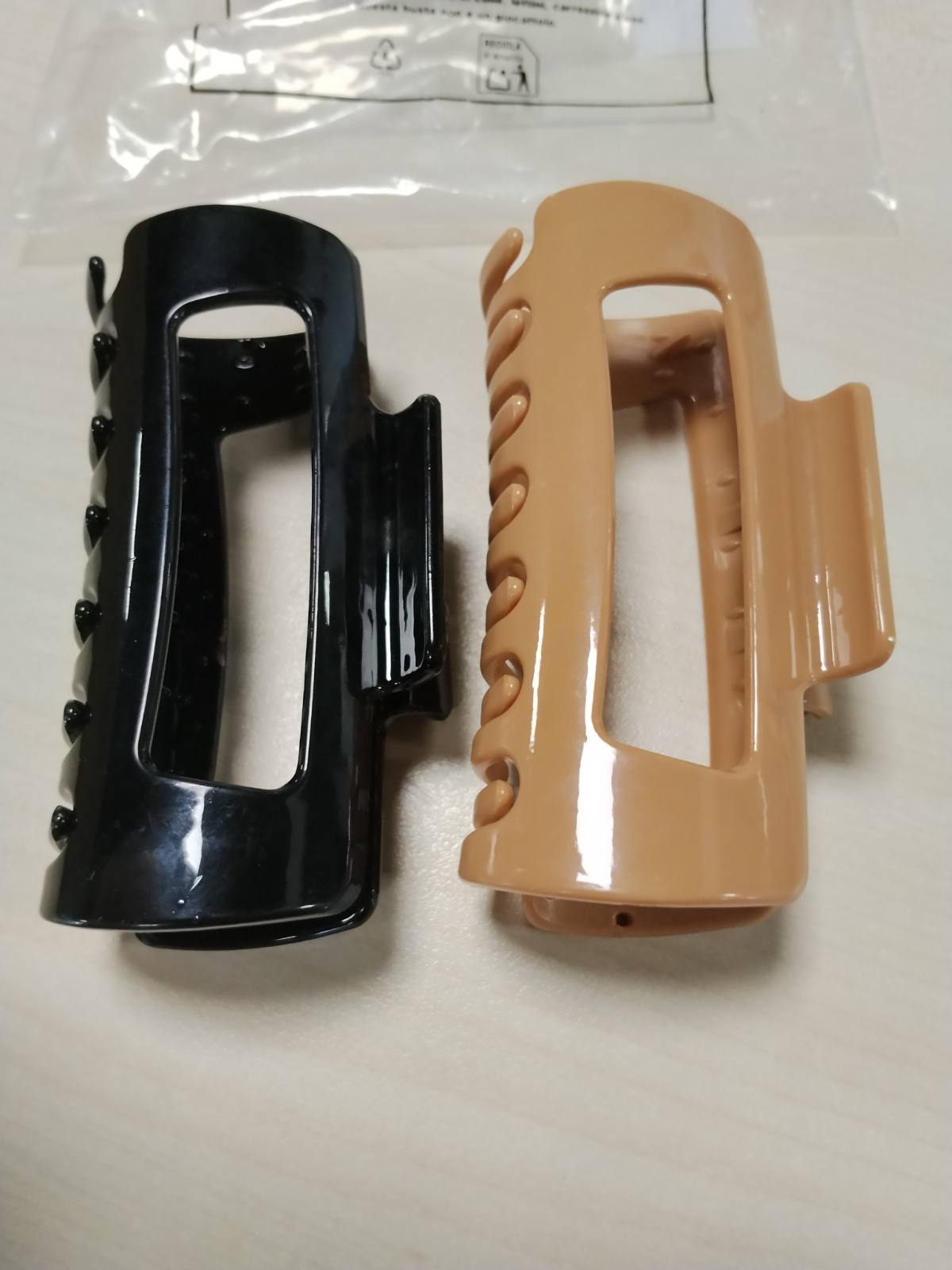 301457 - Kapëse flokësh lulir të buta, Pako me 2, 11 cm, Nuk rrëshqasin, për femra, për flokë të trashë dhe të hollë, e zezë + kafe