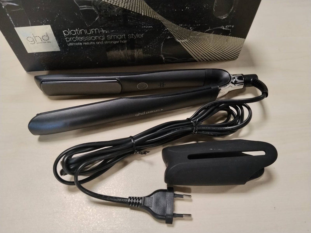 301563 - GHD Pjastër flokësh Platinum+ - Pjastër profesionale (e zezë) - 75% më e shndritshme, 70% më e fortë - Pjastër ideale për flokë të lyer/të dëmtuar