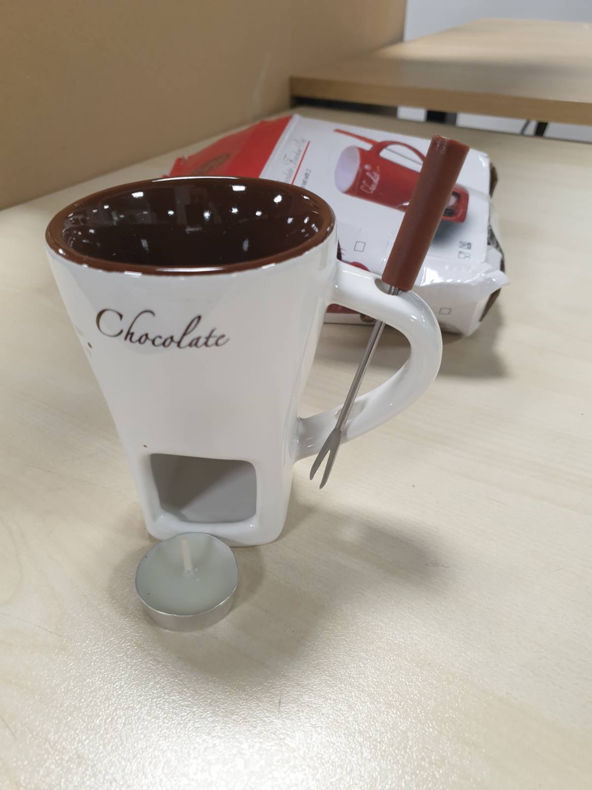 186249 - GZRXIOUS Gotë Fondue për Çokollatë, Materiali Qeramikë, Kapaciteti 130ML, me Mbajtëse Çaji dhe Pirunë, Ideale për Djathë, Gjalpë