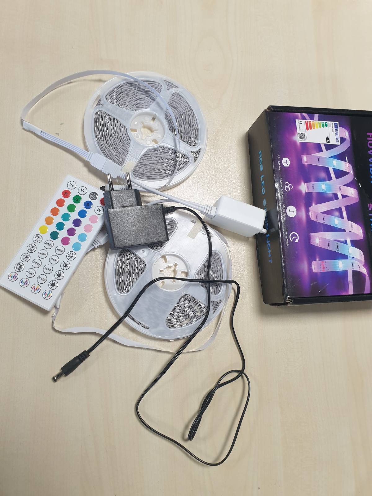 184962 - HOVVIDA Shirit LED 30M - 30 LED/Metër, 2x15M, Shirit LED RGB 24V, 900 LED, Kontrollues me Aplikacion dhe Telekomandë, Sinkronizim Muzikor, Functions Kohëmatësi, Përshtatshëm për Dhomë Gjumi, Dhomë Lojërash, Festë, Festival