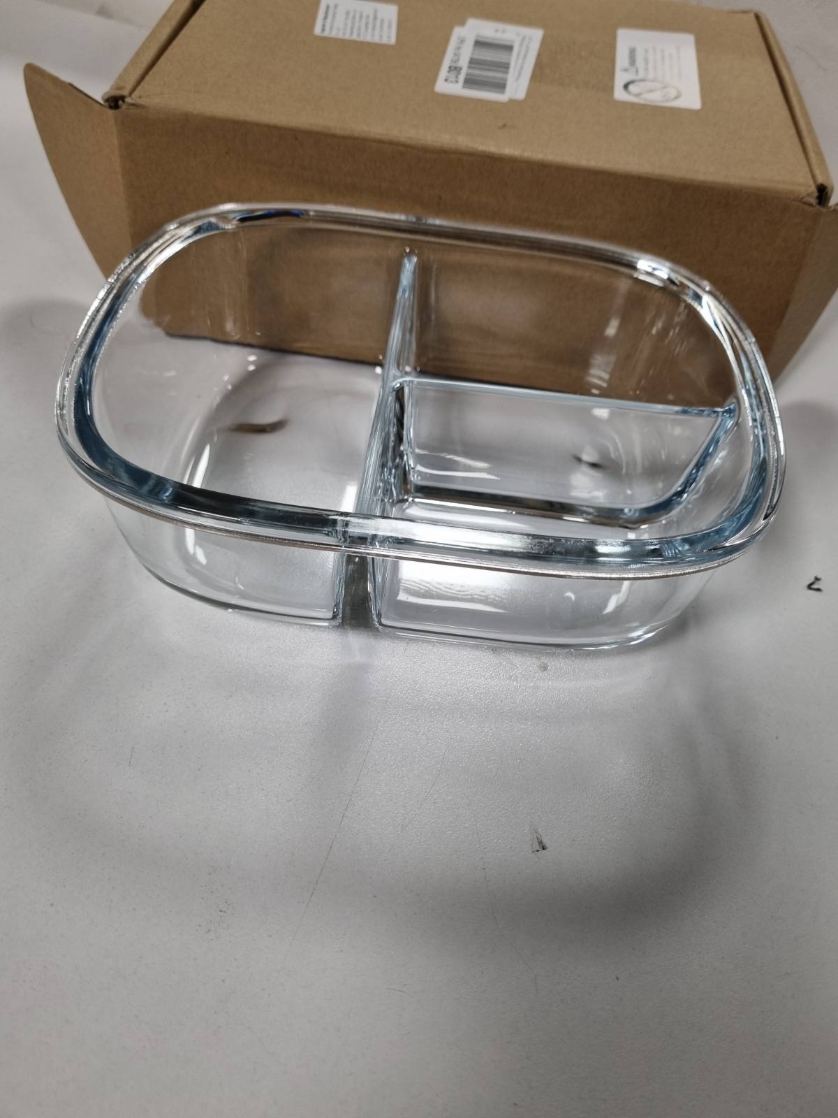 198626 - DINHAUYON - Kutia Bento me 3 Ndarje, Përshtatshme për Mikrovalë dhe Furrë, Materiali: Qelqi, Kapaciteti: 900ml, e Lavanë në Lavatriçe, E Përshtatshme për Zyrë dhe Shkollë