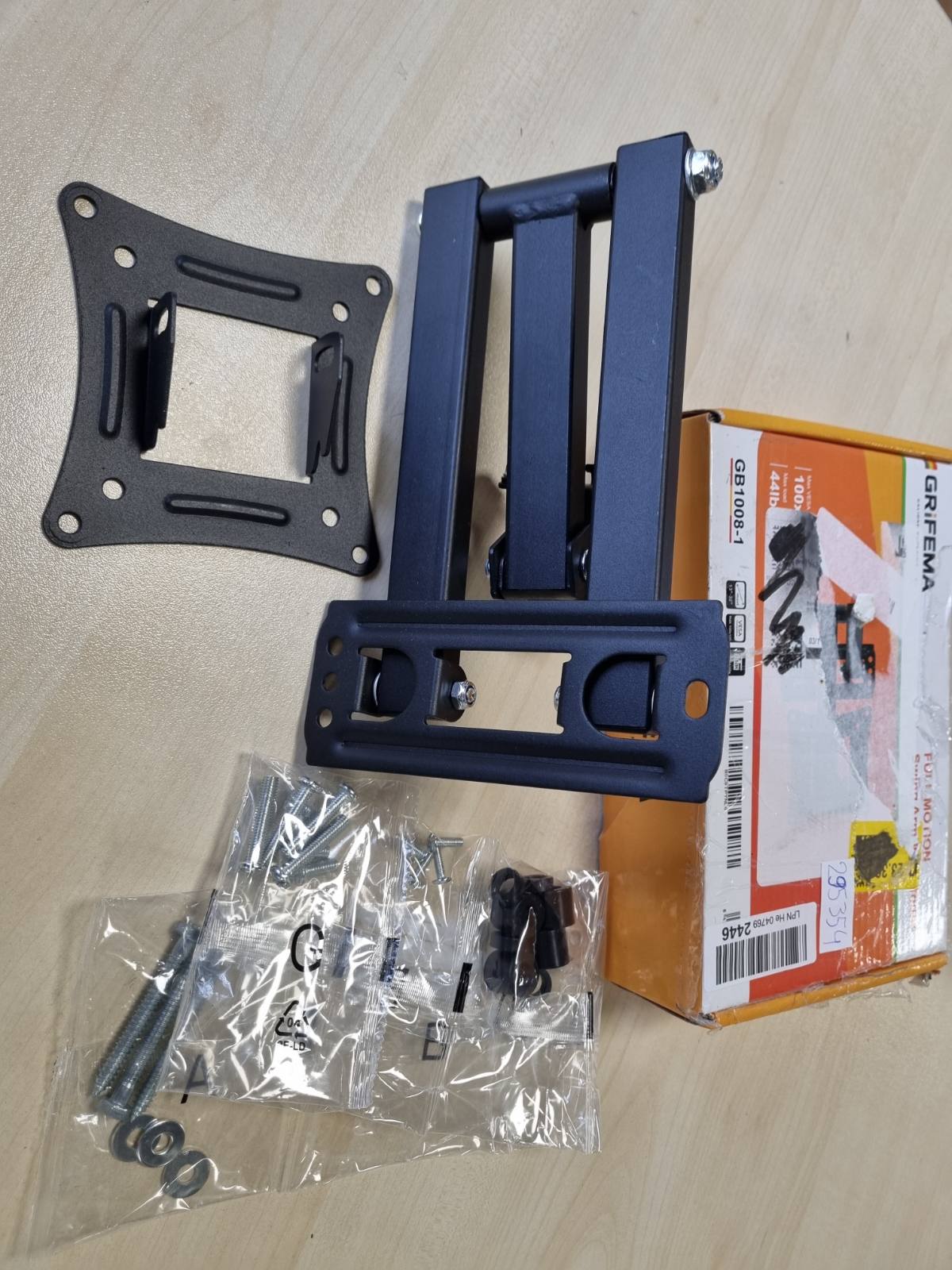 295354 - GRIFEMA Mbështetëse për Montim në Mur të TV GB1008-1 13”-32”, Krah TV me Rrotull deri në 20 kg, VESA 75x75mm/100x100mm