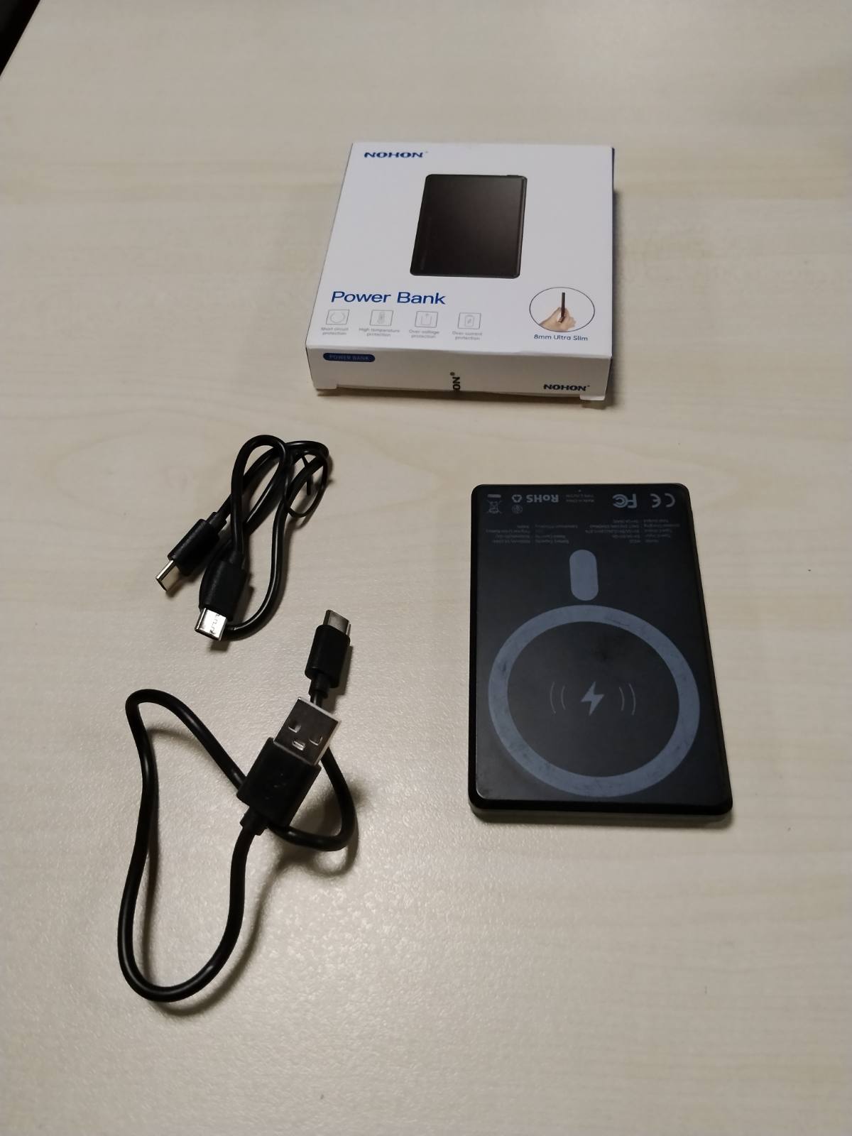 299636 - NOHON Bankë Powerbank Mag-Safe 5000 mAh, Mini ultra i hollë 8 mm, kabllo karikimi Type C, PD 20 W, karikim i shpejtë për iPhone 17/16/15/14/13/12/Mini/Pro/Pro Max